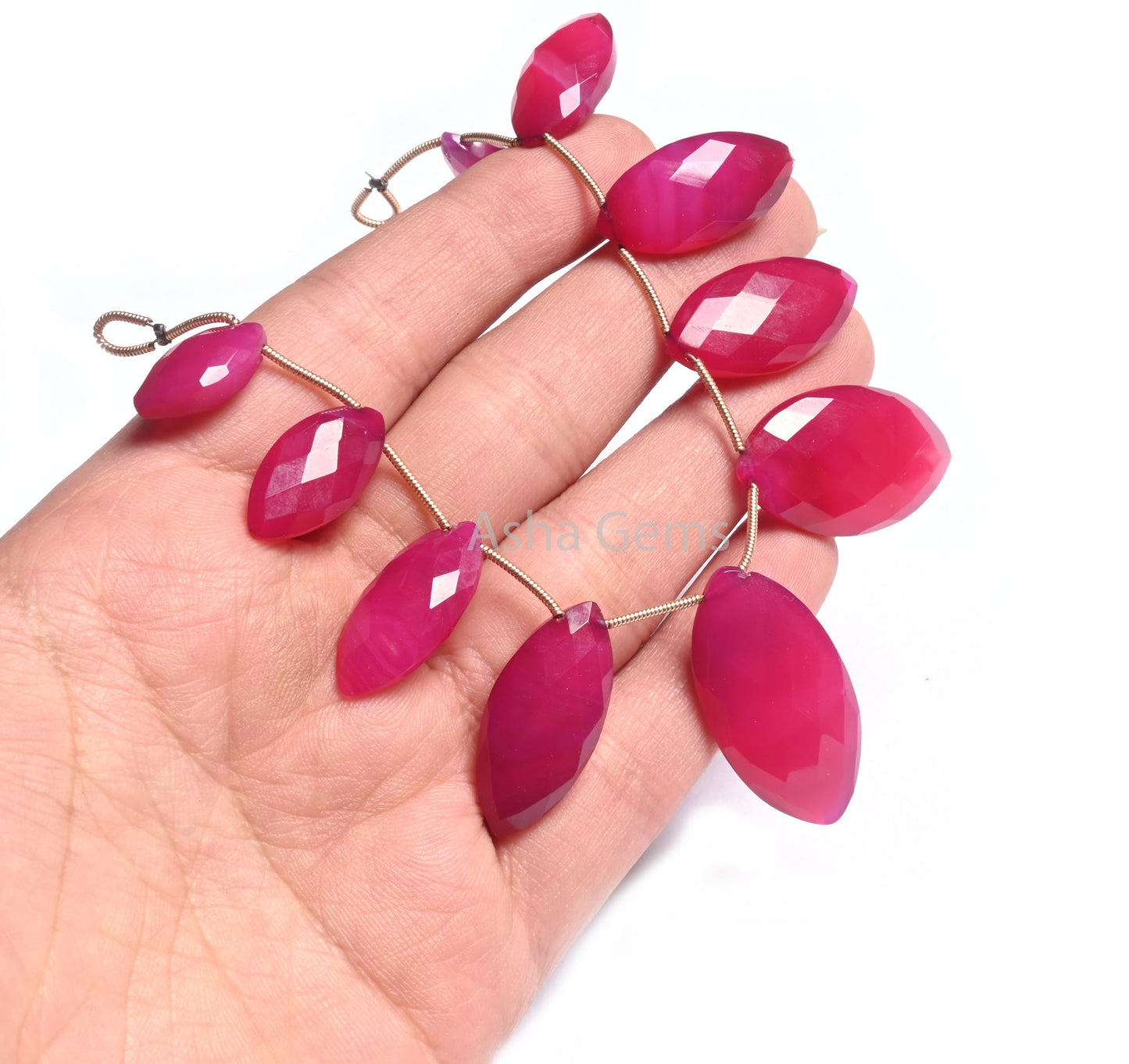 AAA Quality Hot Pink Chalcedony Marquise Shape Faceted Gemstone Beads, Pink Chalcedony Marquise Briolette Side Drill Bead Jewelry Craft SALE