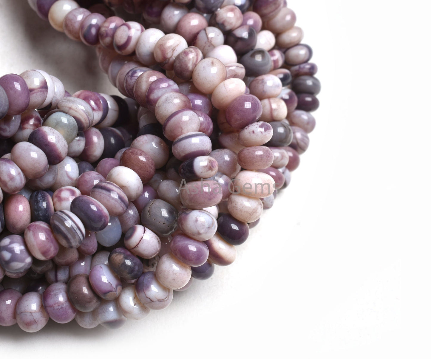 7-8 mm Shaded Plum Purple Opal Smooth Rondelle Shape Beads,16" Strand Opal Beads, Lavender Opal Plain Handmade Gemstone Beads Jewelry Crafts