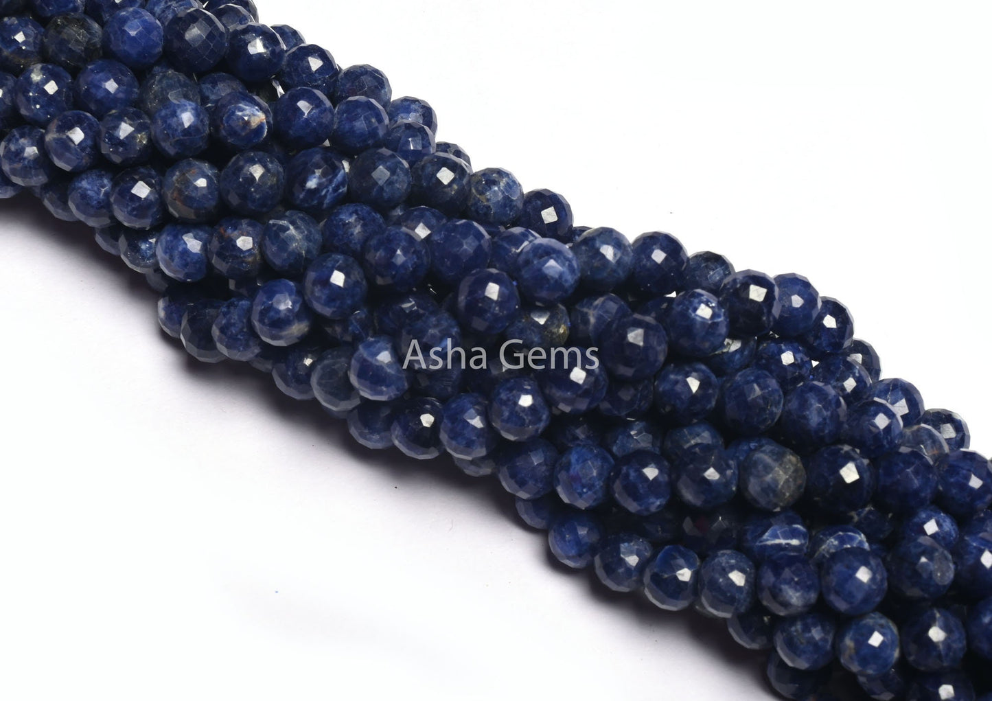 8mm Fine Blue Sodalite Faceted Round Shape Beads, Natural Blue Sodalite Indian Cut Round Ball Gemstone Beads, Sodalite Bead Jewelry Necklace