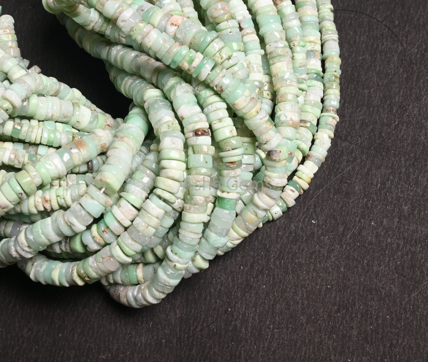 Natural Green Chrysoprase Smooth Heishi Tyre Beads Strand Shaded Green Chrysoprase Flat Tyre Beads Handmade Wheel Shape Beads Jewelry Making