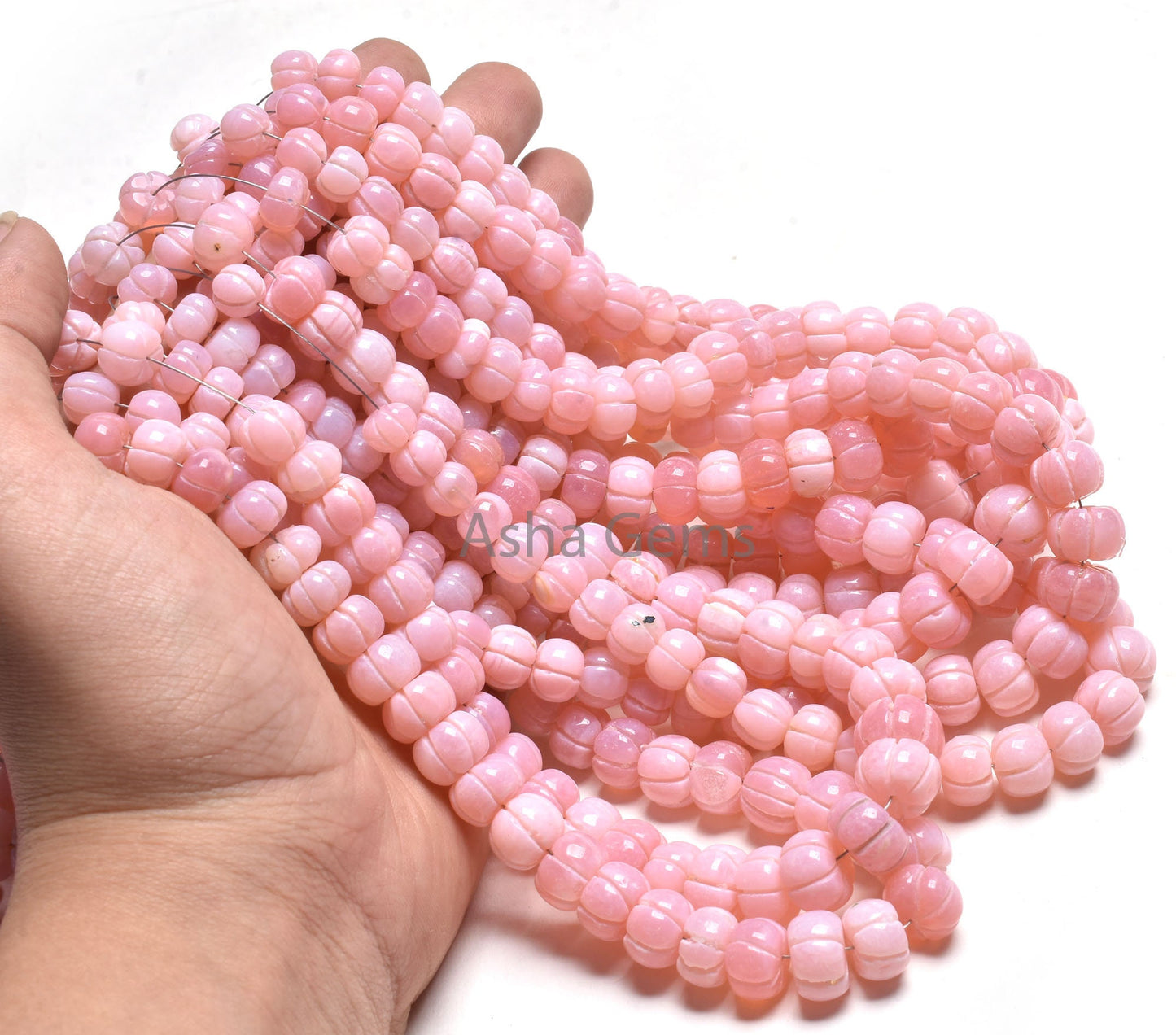 Beautiful Pink Opal Carving Watermelon Beads, AAA Pink Opal Smooth Carved Pumpkin Gemstone Beads Opal Carve Melon Beads Jewelry Craft SALE