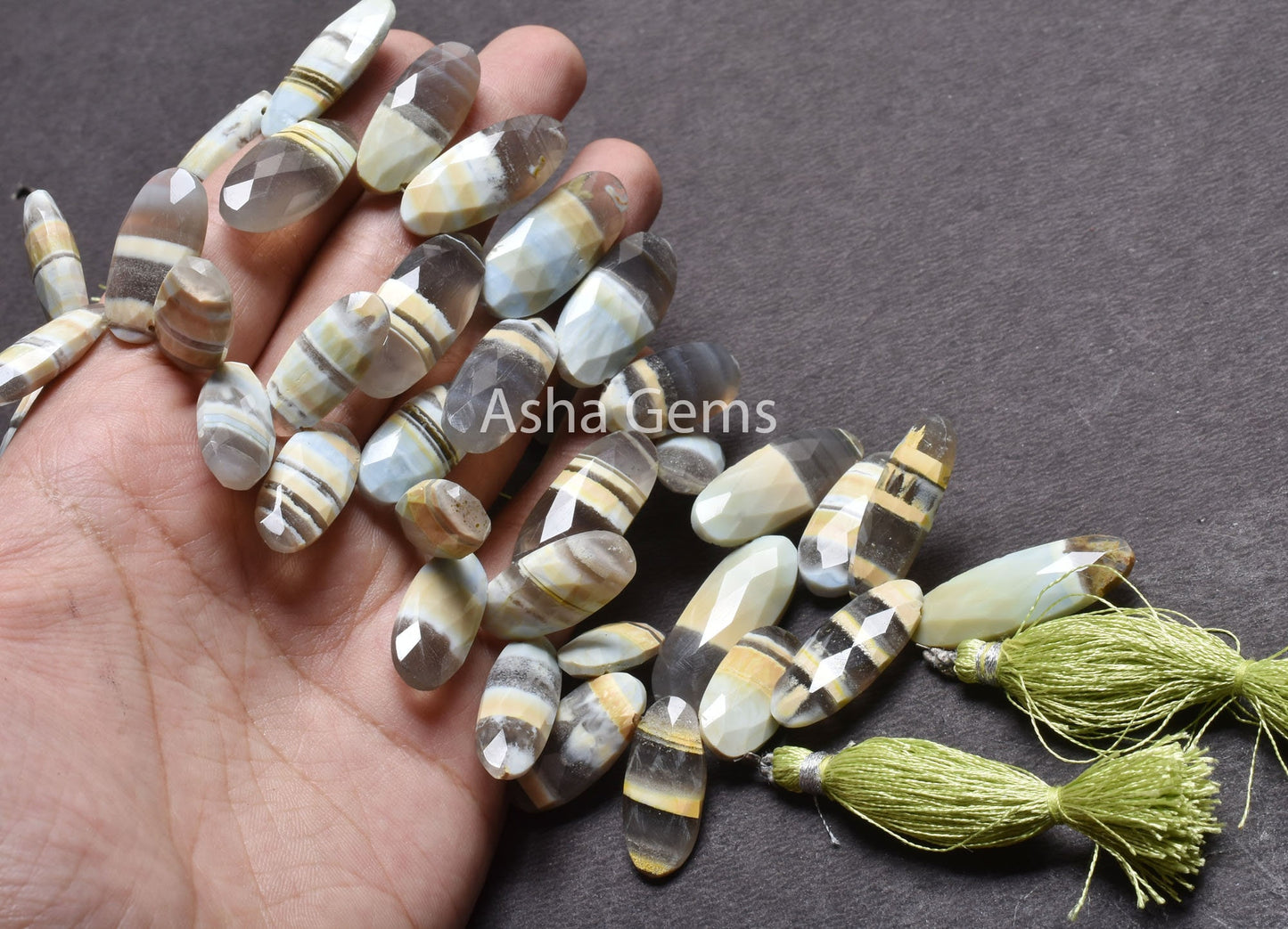 Beautiful Boulder Opal Fancy Long Oval Side Drill Beads,8" Lemon Boulder Opal faceted Oval Briolette Gemstone Beads, Opal Loose Bead Jewelry