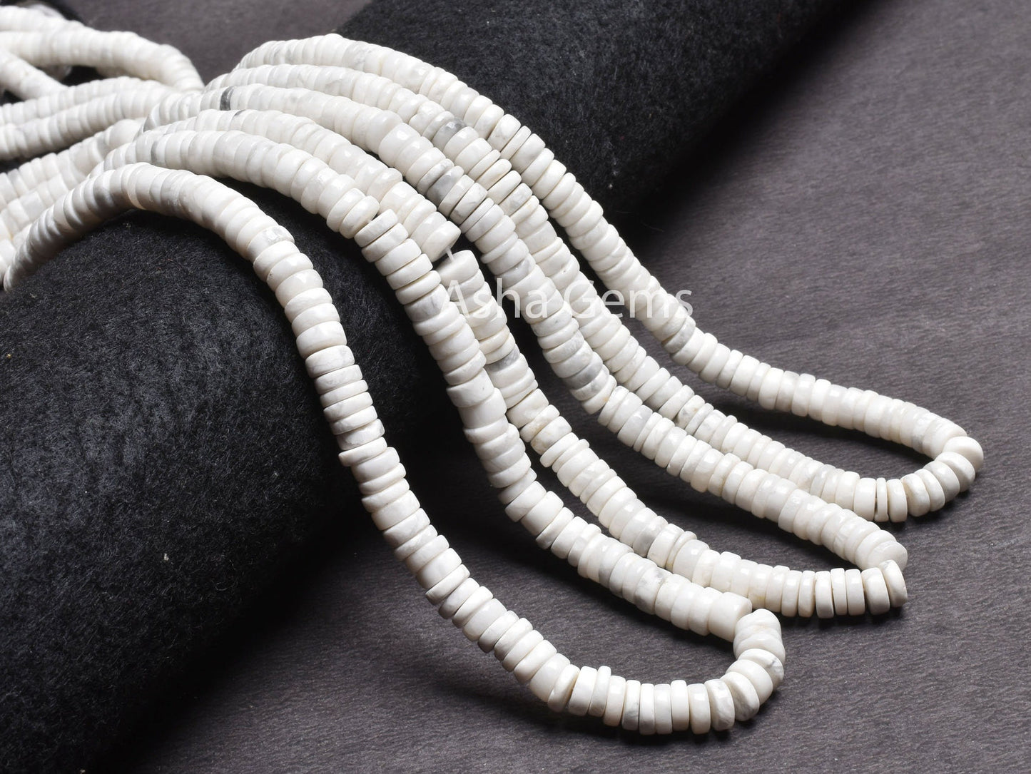 7 mm Beautiful Howlite Smooth Heishi Tyre Gemstone Beads, White Howlite Flat Wheel Shape Center Drill Howlite Beads Jewelry Handicraft SALE