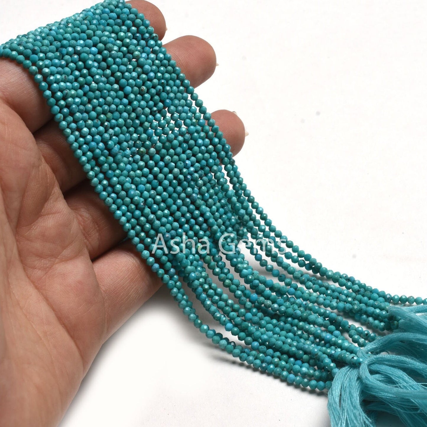 AAA Natural Arizona Turquoise Micro Cut Gemstone Beads,2.5 mm American Turquoise Machine Cut Rondelle Faceted Beads,13" Blue Turquoise Beads