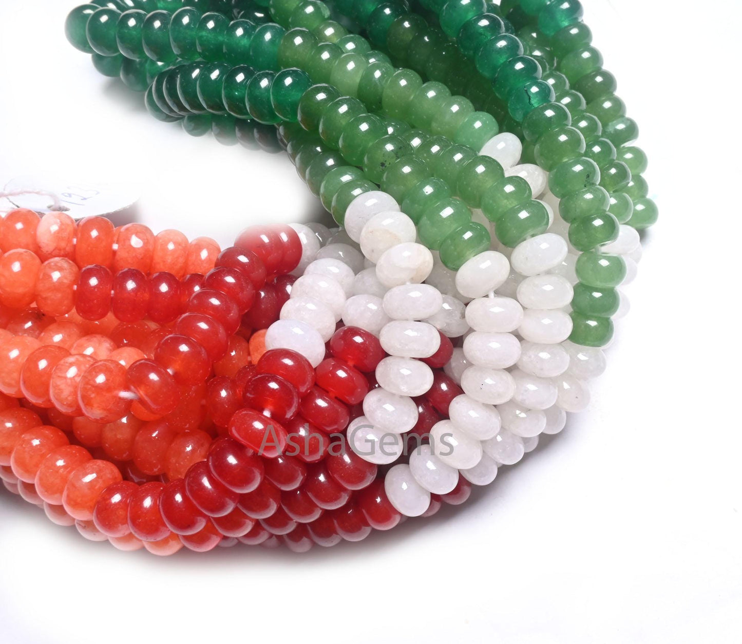 Beautiful Multi Color Quartz Smooth Rondelle Beads,8mm mix Color Green Orange, White (AG 12316) Shaded Quartz Disco Gemstone Bead Jewelry Necklace SALE