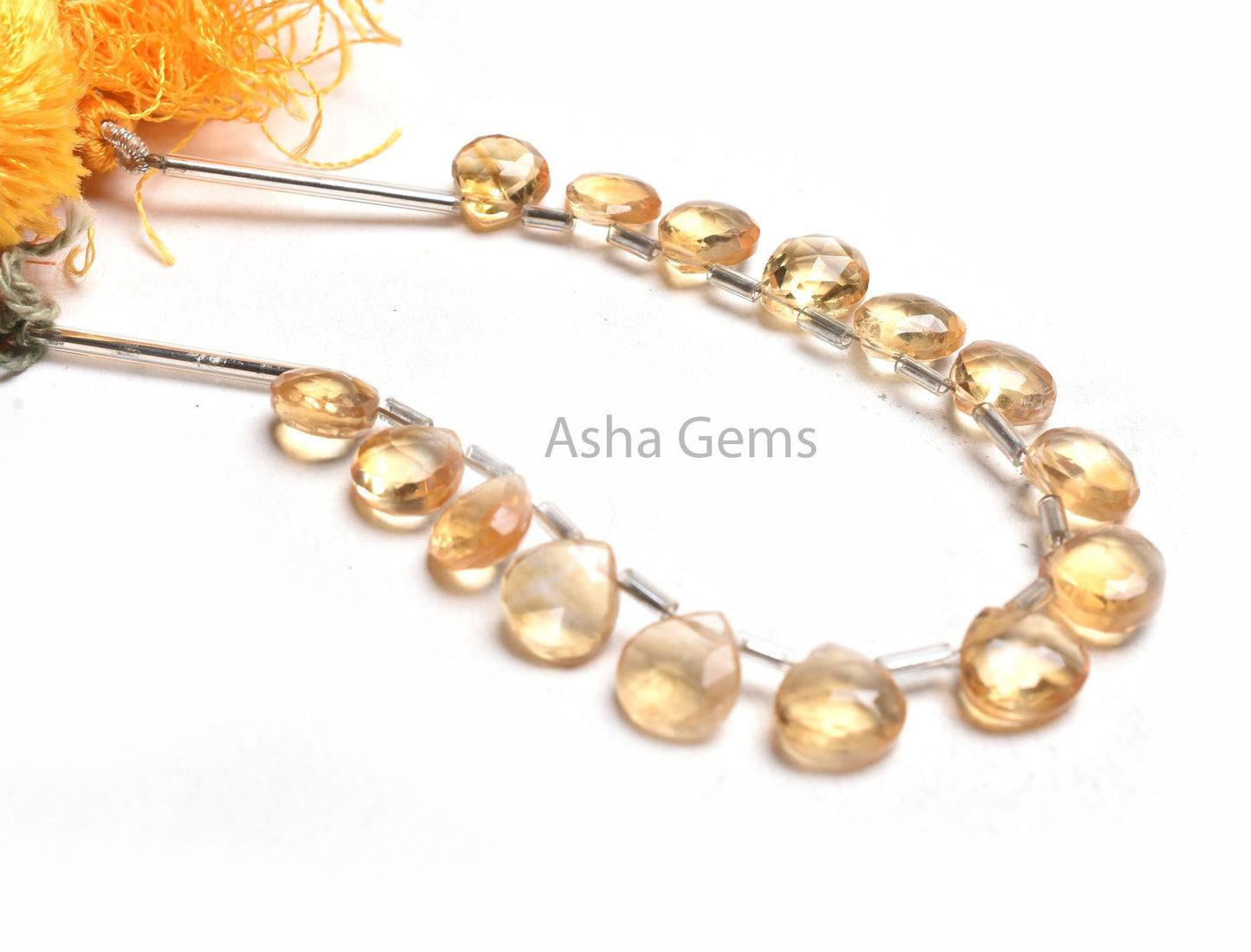 AAA Quality Natural Citrine Quartz Faceted Heart Shape Beads, Yellow Citrine Machine Cut Heart Briolette Gemstone Citrine Beads Jewelry SALE