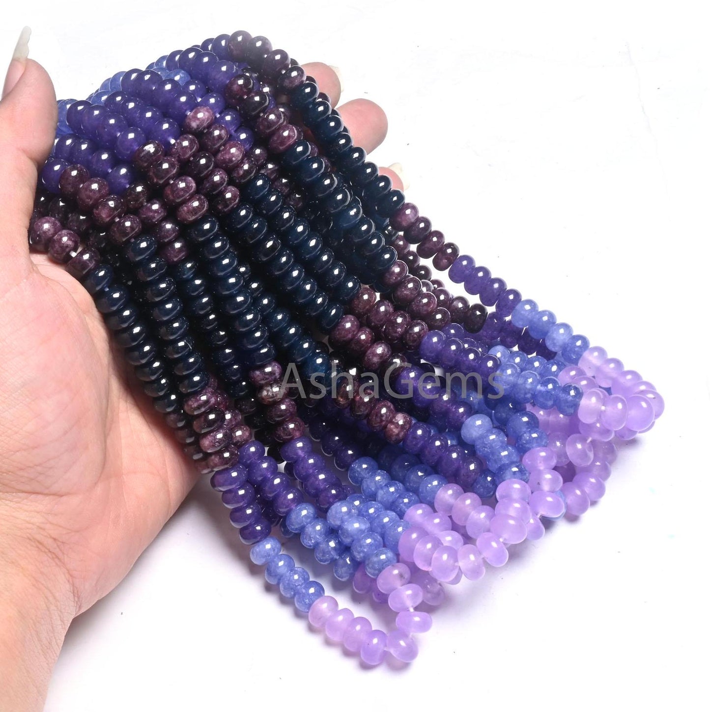 Beautiful Multi Blue Jade Quartz Smooth Rondelle Gemstone Beads,8 mm Disco Shaded Blue Brown Lavender Color Quartz Bead Jewelry making Craft (AG 12306)
