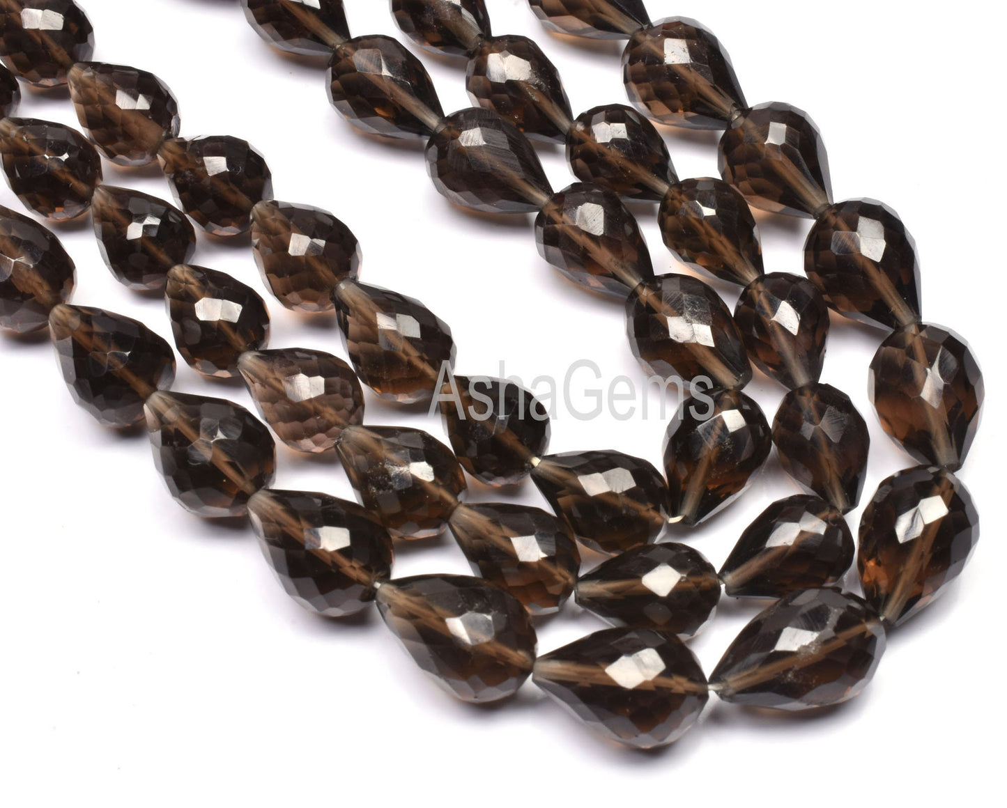 AAA Smoky Quartz Faceted Drops Shape Beads,10 inch Strand, Natural Smoky Teardrop Beads, Straight Drill Beads, Smoky Beads Faceted T Drill