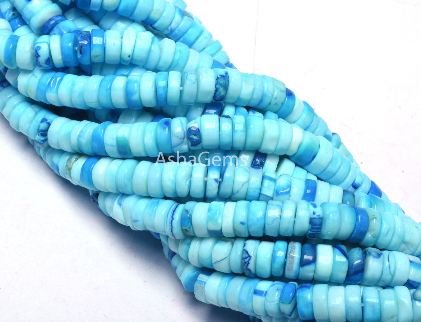 Shaded Blue Opal Smooth Tyre Shape Gemstone beads,7 mm Blue Opal Plain Handmade Heishi tyre beads,8/16" Strand Blue Opal Beads For necklace