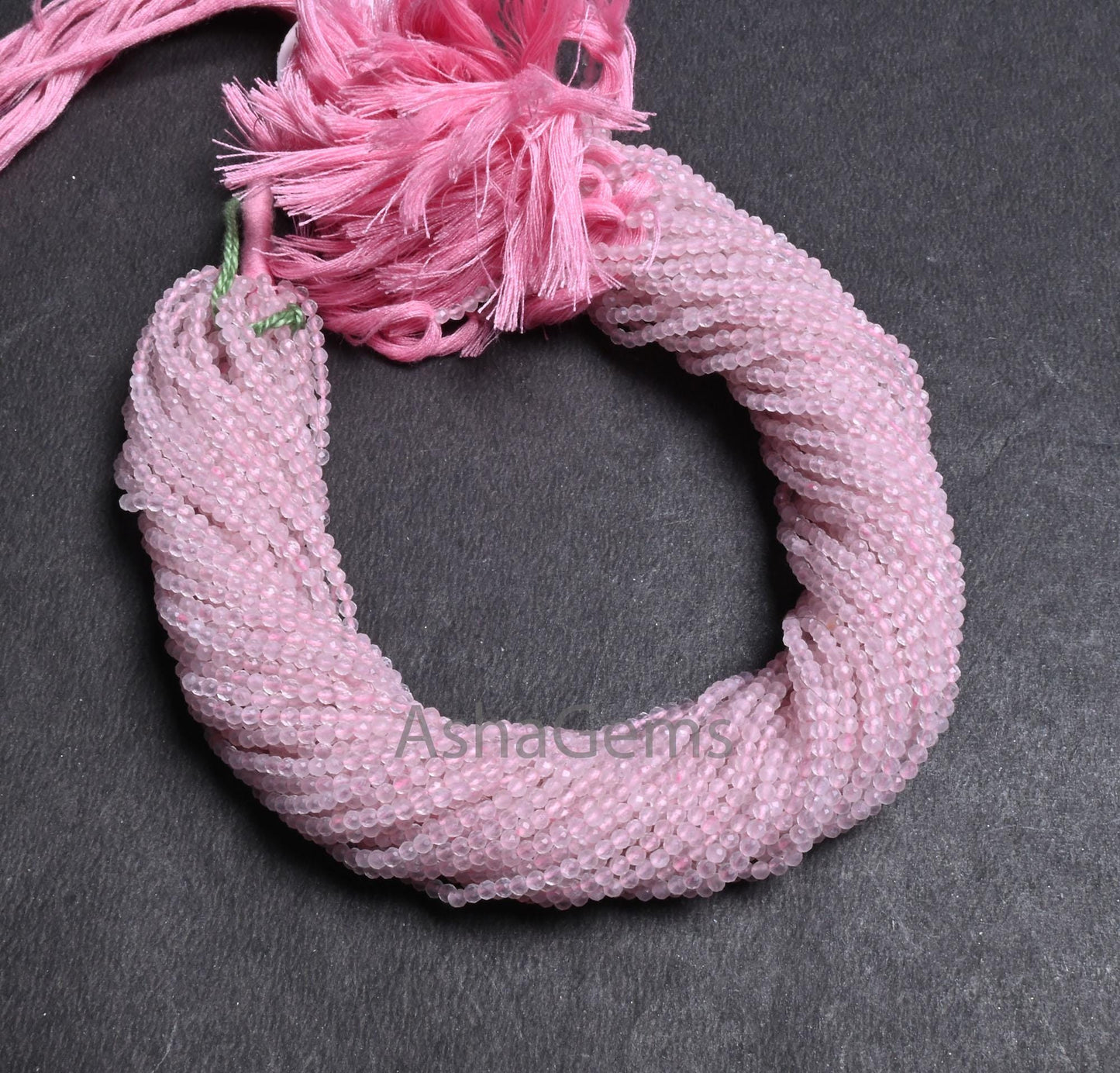 2.50 mm Pretty Pink Rose Quartz Micro Faceted Gemstone Beads, Natural Rose Quartz Machine Cut Rondelle Tiny quartz beads Jewelry Crafts SALE
