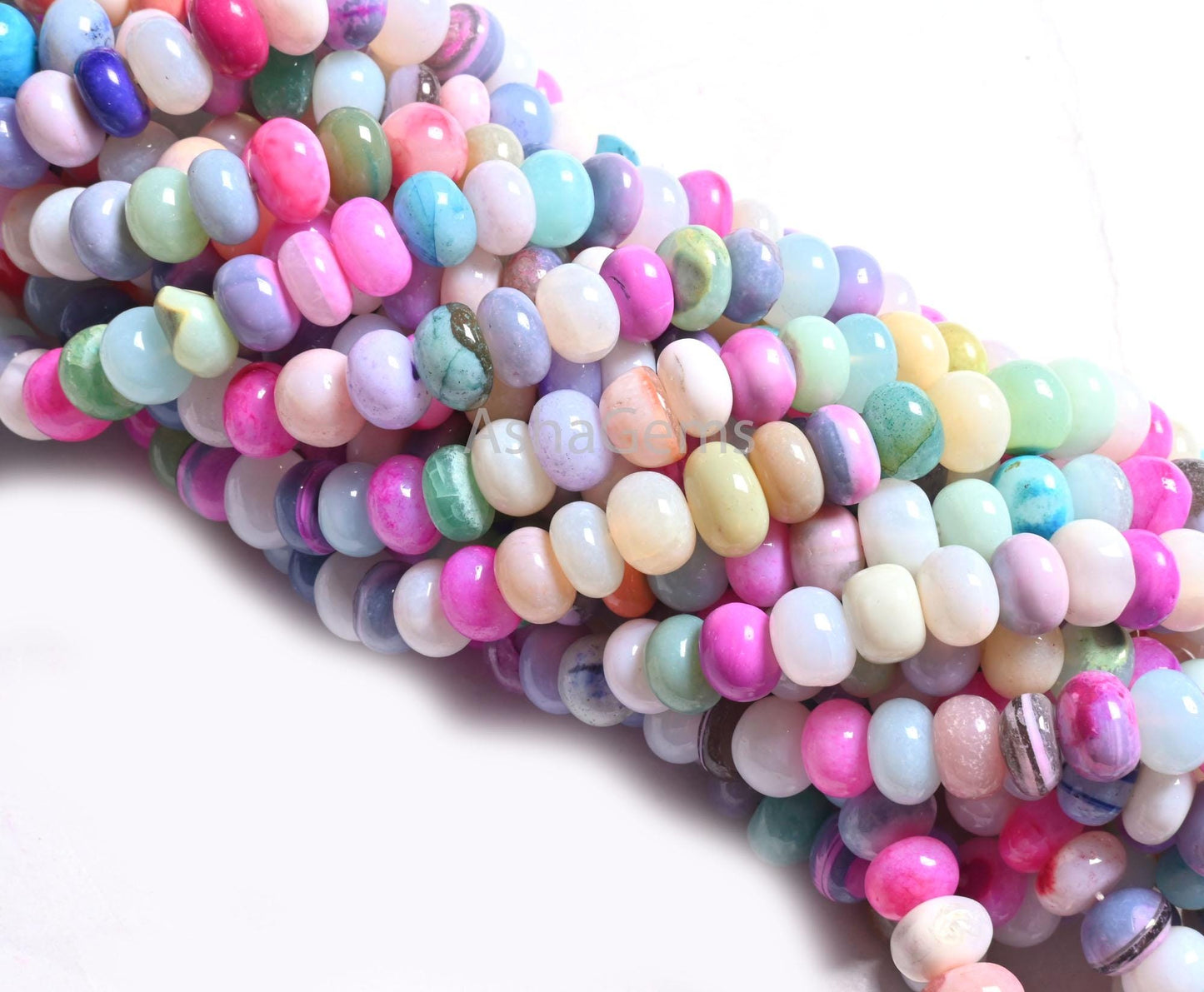 Fine Quality Mix Color Opal Smooth Rondelle Gemstone Loose Beads,16"Disco Opal Plain Handmade Beads, Multi Opal Bead Jewelry handicraft SALE