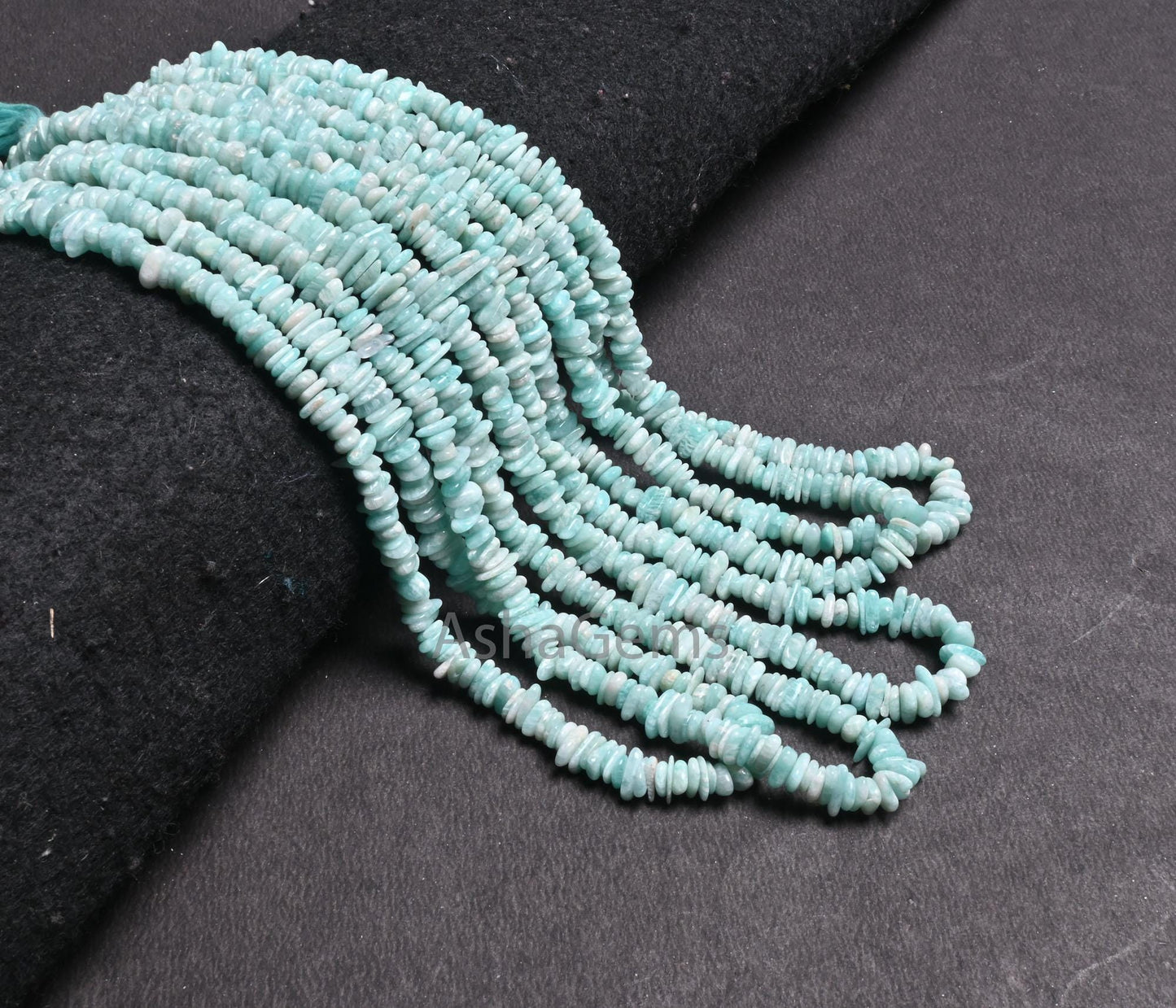 Natural Blue Amazonite Uncut Chip Beads Strand, Amazonite Smooth Raw Rough Flat Slice Gemstone Beads For Jewelry & Crafts (AG 22373)