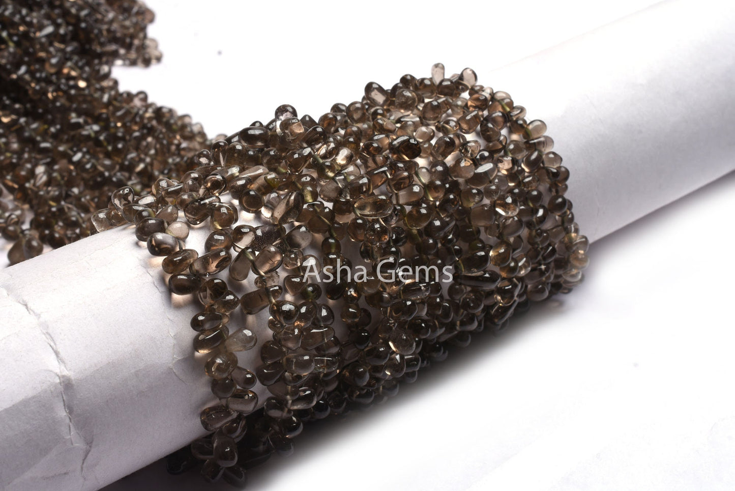 13" Strand Smoky Quartz Smooth Drops Gemstone Beads, Natural Smoky Handmade Uneven Teardrop Side Drill Bead, Fine Smoky Bead Jewelry Crafts