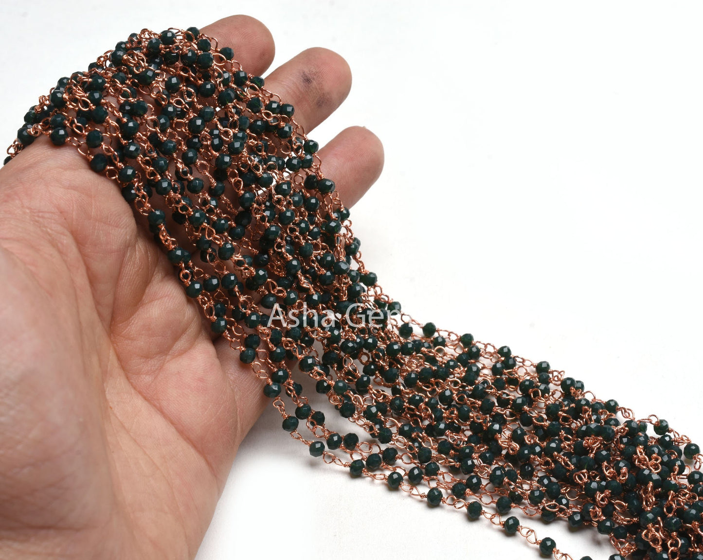 1,3,5,10,50 Ft Green Emerald Hydro Faceted Rondelle Beaded Rosary Chain,Silver,Rose Gold Plated Wire,Jewelry Making Finding,Chain 3-3.5mm