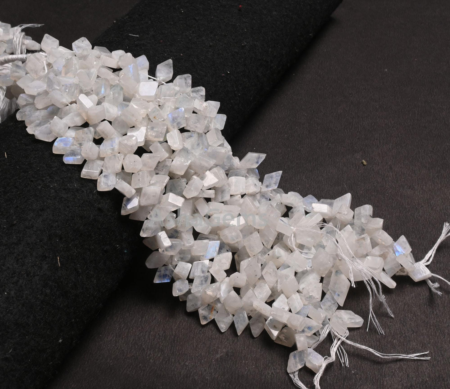 Flashy Rainbow Moonstone Smooth Rhombus Shape Beads, White Rainbow Fancy Flat rhombus Side Drill Blue Fire rainbow Beads Jewelry Crafts SALE