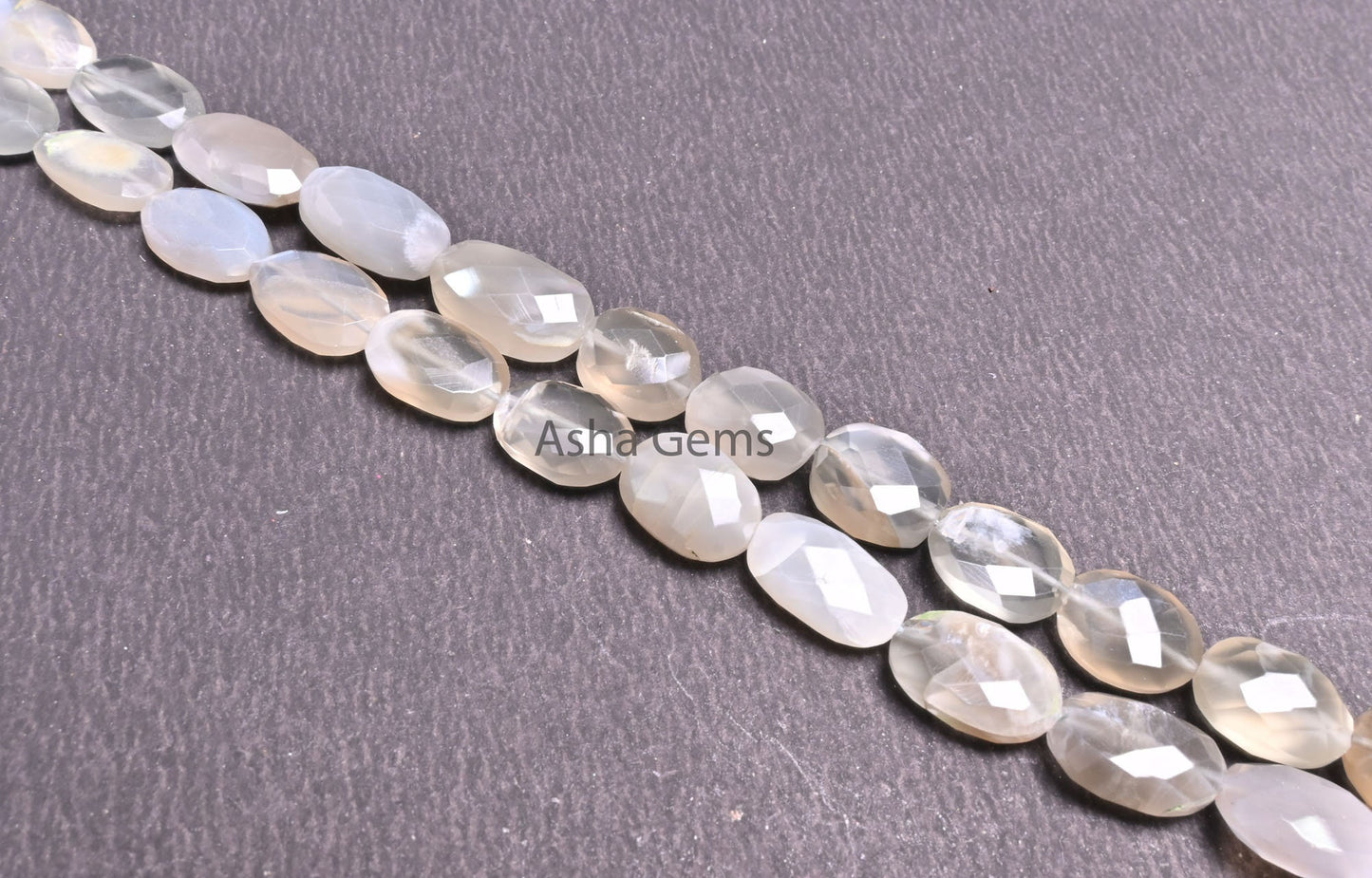 Shaded Grey Moonstone faceted Oval Beads,9" Strand Natural Grey Moonstone Oval Briolette Straight Drill Gemstone Moonstone Bead Jewelry SALE