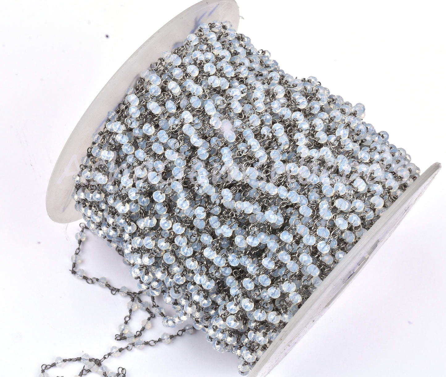 3,10,25,50 Rainbow Moonstone Hydro Beads Chain Gunmetal Wire Wrap Bulk Roll Chain,3 mm Faceted Rondelle Beaded Rosary Chains Jewelry Finding