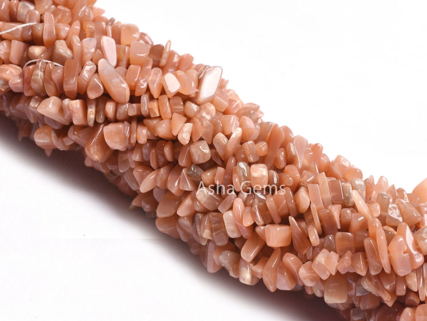 Dark Peach Moonstone Uncut Chip Gemstone Beads, 17,34" Strand Natural Moonstone Smooth raw Rough Beads, Fine Quality Moonstone Beads Jewelry