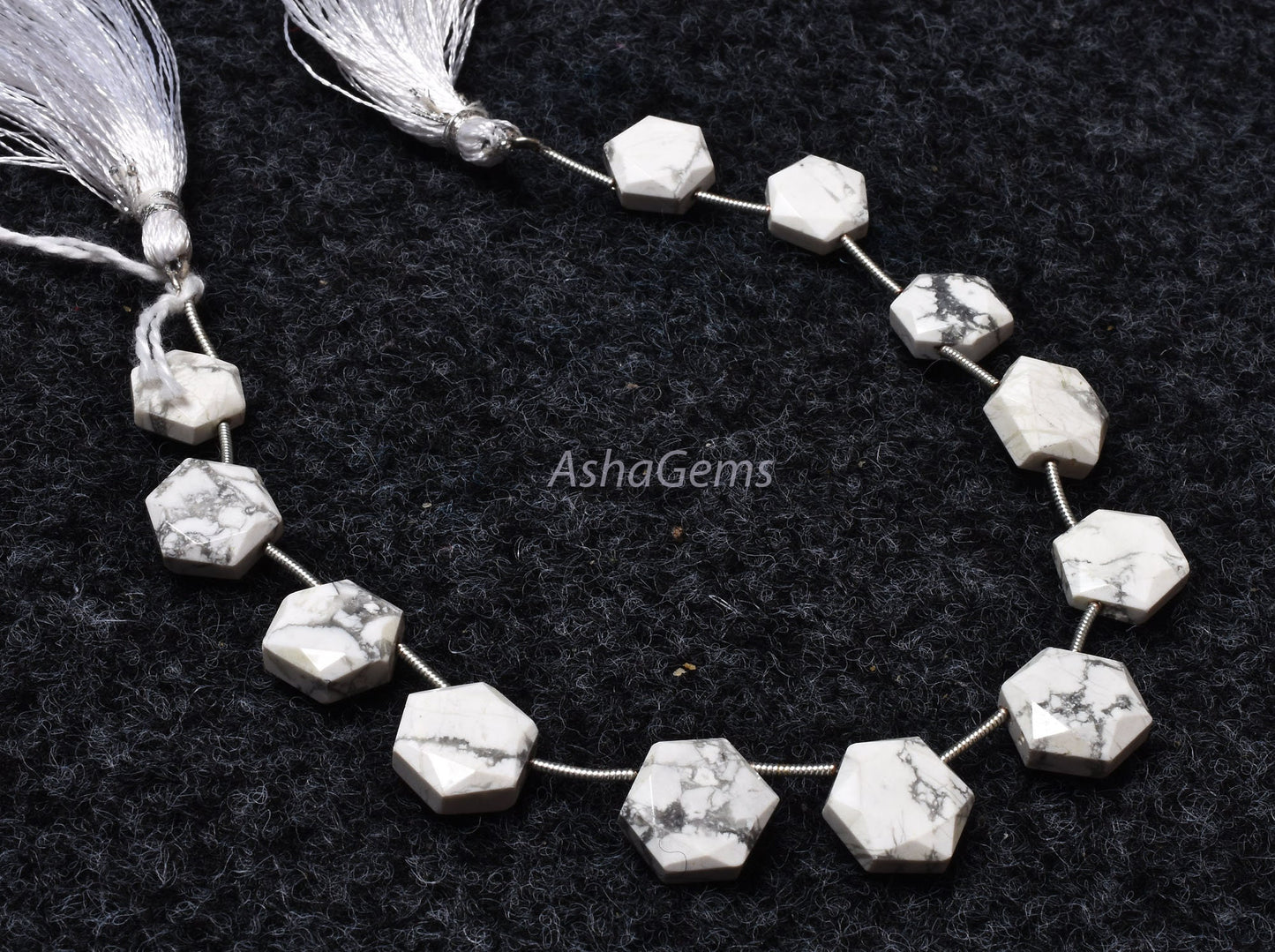 12 Piece strand Howlite Faceted Fancy Shape Gemstone beads, White Howlite Hexagon Beads, howlite 6 Corner Briolette Bead For Jewelry crafts