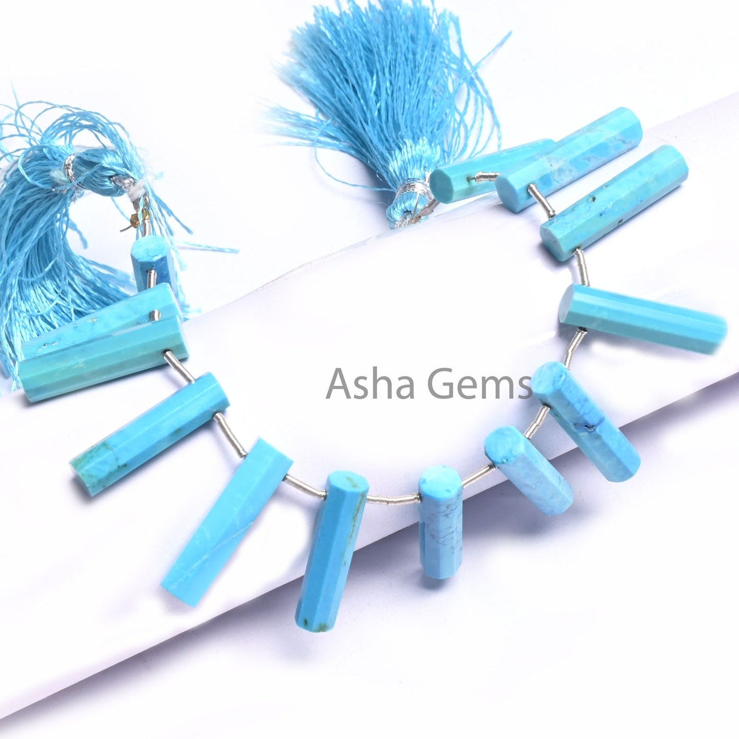 AAA Quality Blue Turquoise Howlite Faceted Long Pipe Shape Beads,5-20 mm Turquoise Fancy Side Drill Pencil Tube Gemstone Loose Beads Jewelry