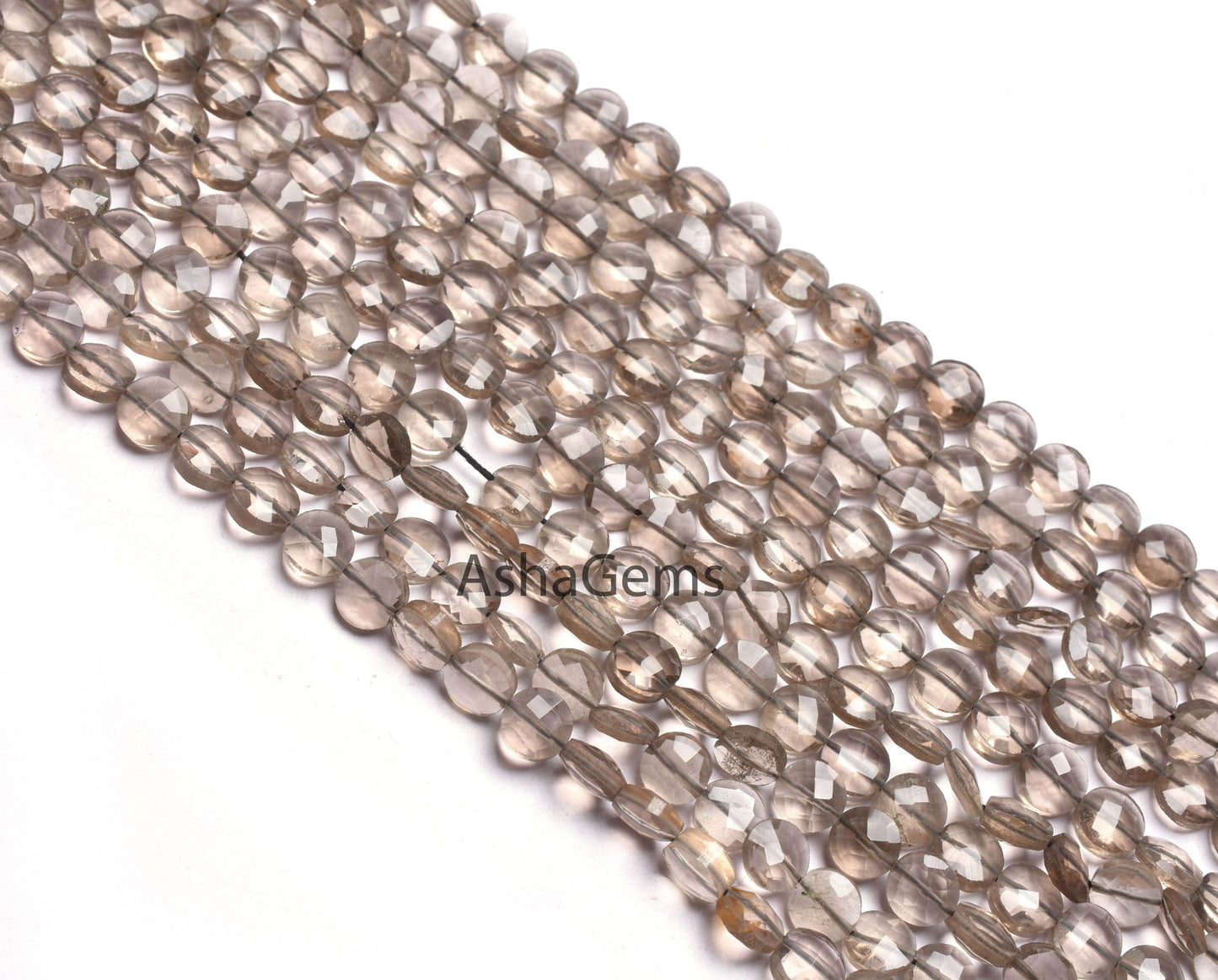 6 mm Natural Smoky Quartz Faceted Coin Shape gemstone Beads,AAA Quality Smoky Checker Cut Coin Briolette Beads,13" Strand Smoky Bead Jewelry