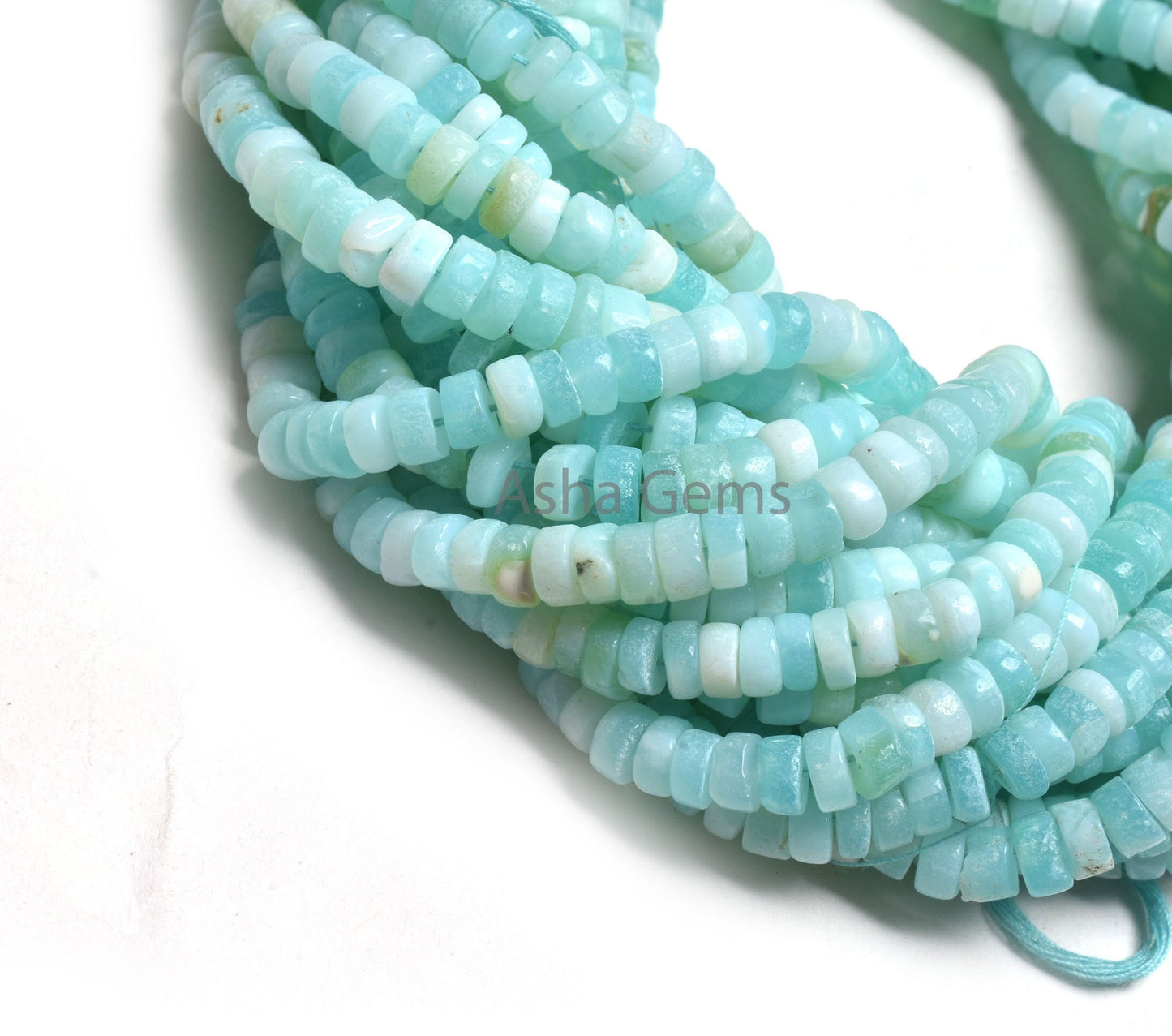 Peru Blue Opal Smooth Tyre Shape Beads,6mm Peru Boulder Opal Plain Beads,12.5" Sky Blue Opal wheel Shape Beads, Opal Bead Jewelry Craft SALE