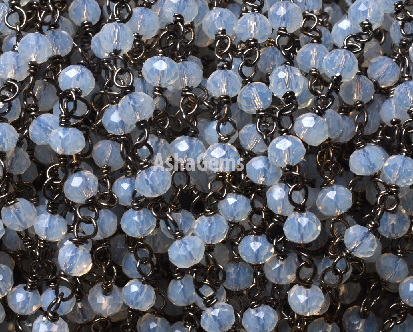 3,10,25,50 Rainbow Moonstone Hydro Beads Chain Gunmetal Wire Wrap Bulk Roll Chain,3 mm Faceted Rondelle Beaded Rosary Chains Jewelry Finding