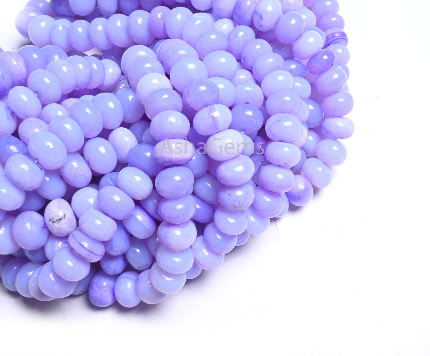Beautiful Lavender Blue Opal Smooth Rondelle Handmade Beads,8 mm AAA Blue Opal Plain Gemstone Loose Beads Opal Jewelry Necklace Making Craft
