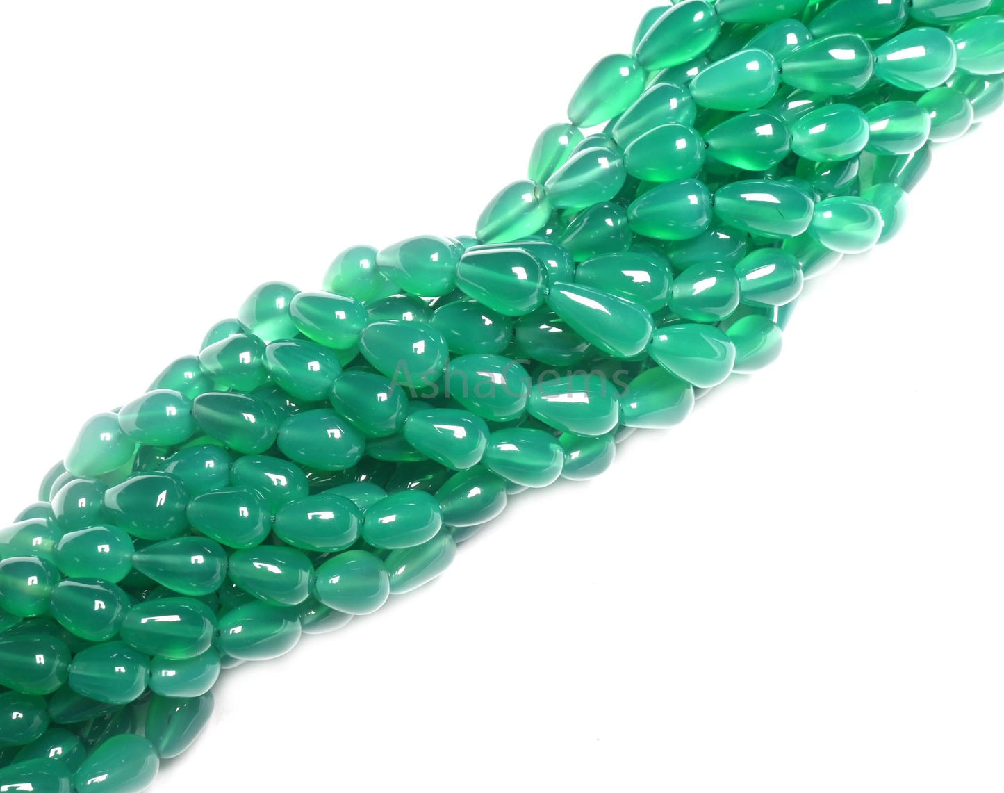 Fine Green Onyx Smooth Drop Gemstone loose Beads, Onyx Plain Handmade Teardrop Straight Drill Beads Green Onyx Beads Jewelry Handicraft SALE