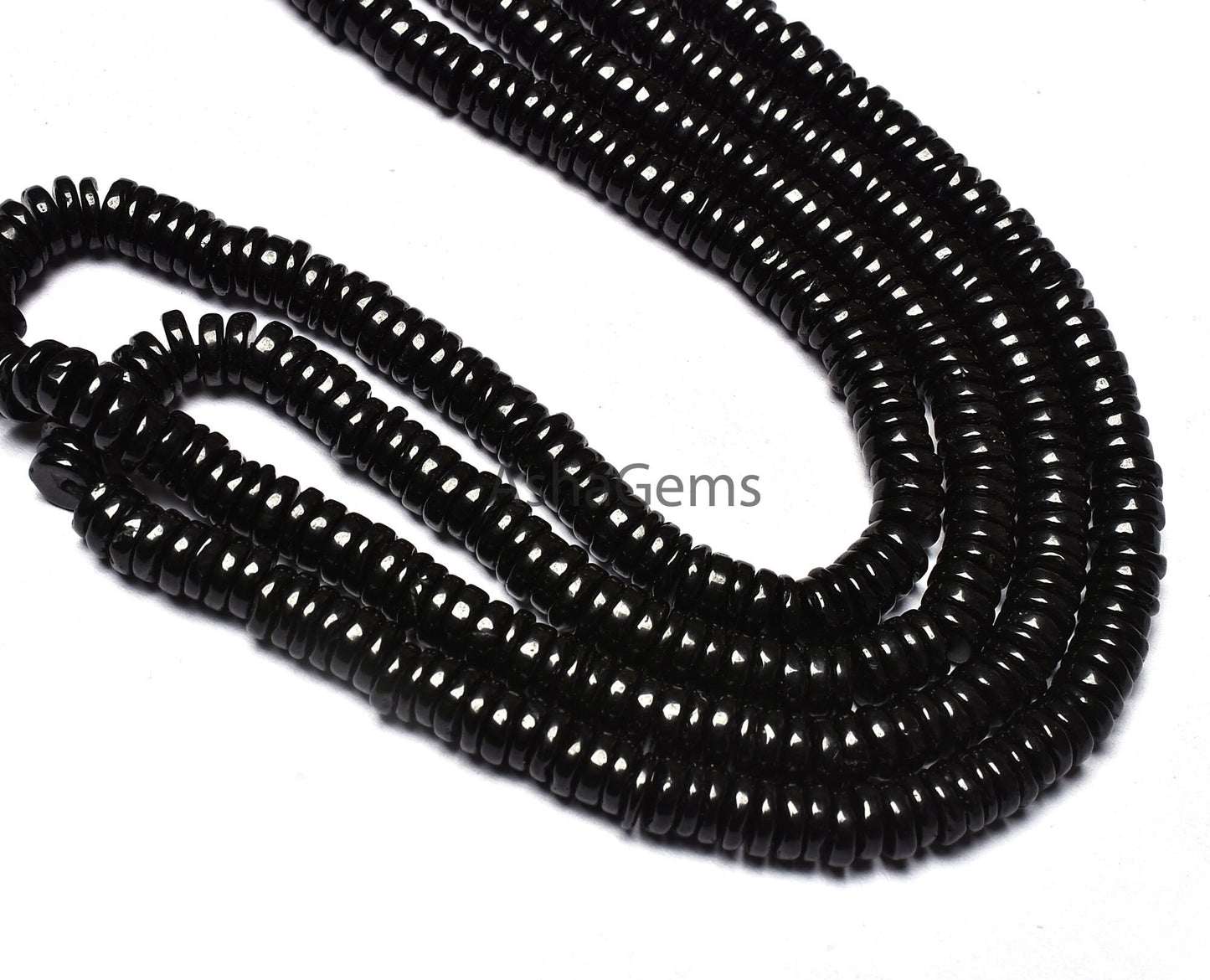 AAA Natural Black Spinel Smooth Tyre Shape Heishi Gemstone Beads,Spinel Smooth Tyre,Heishi Beads,Spinal Loose Beads Jewelry Making Crafts