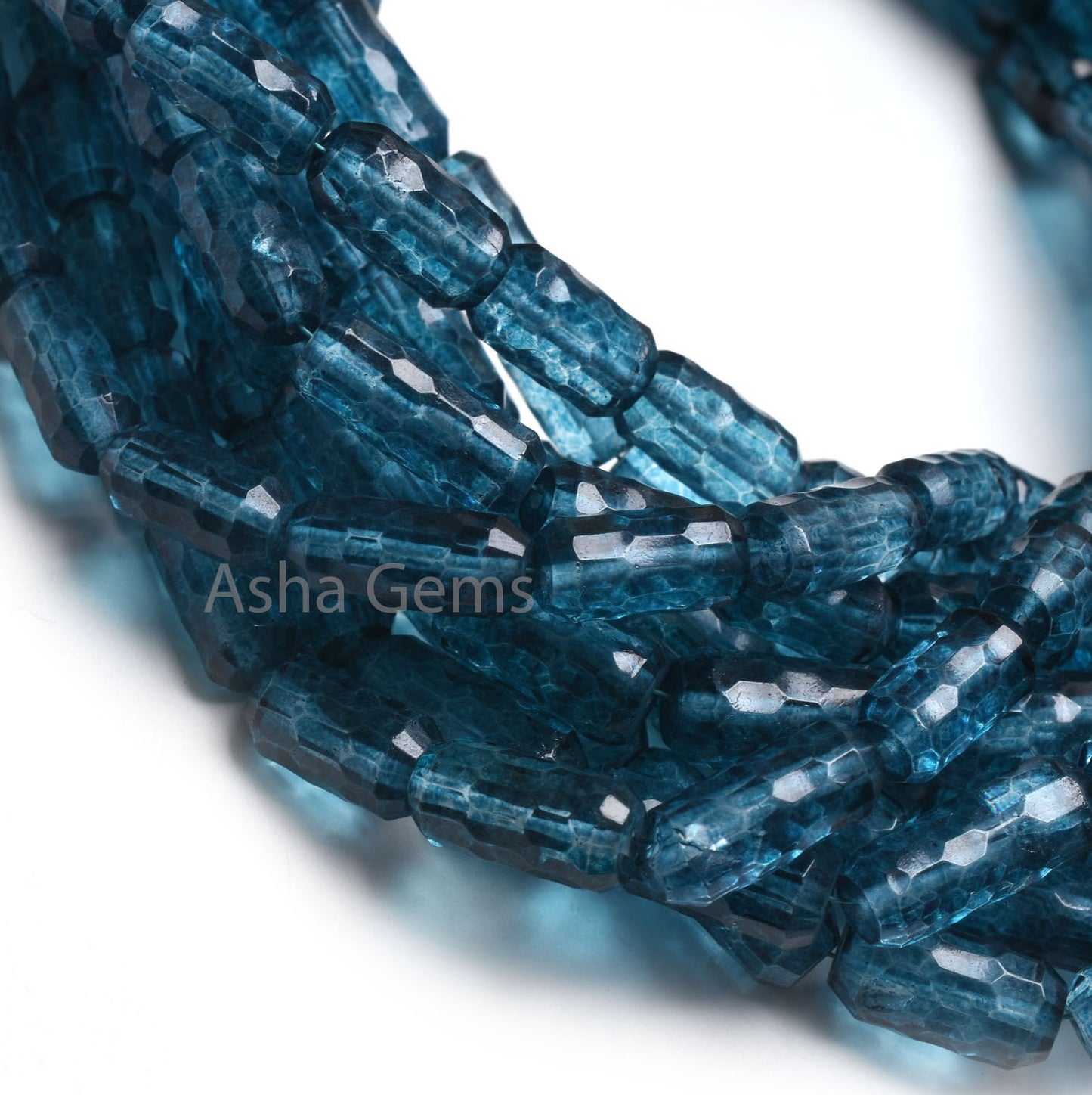 AAA Crystal Coated Concave Cut faceted Barrel Beads, London Blue Coated Crystal Concave Cut Fancy Barrel Gemstone Bead Necklace Jewelry SALE