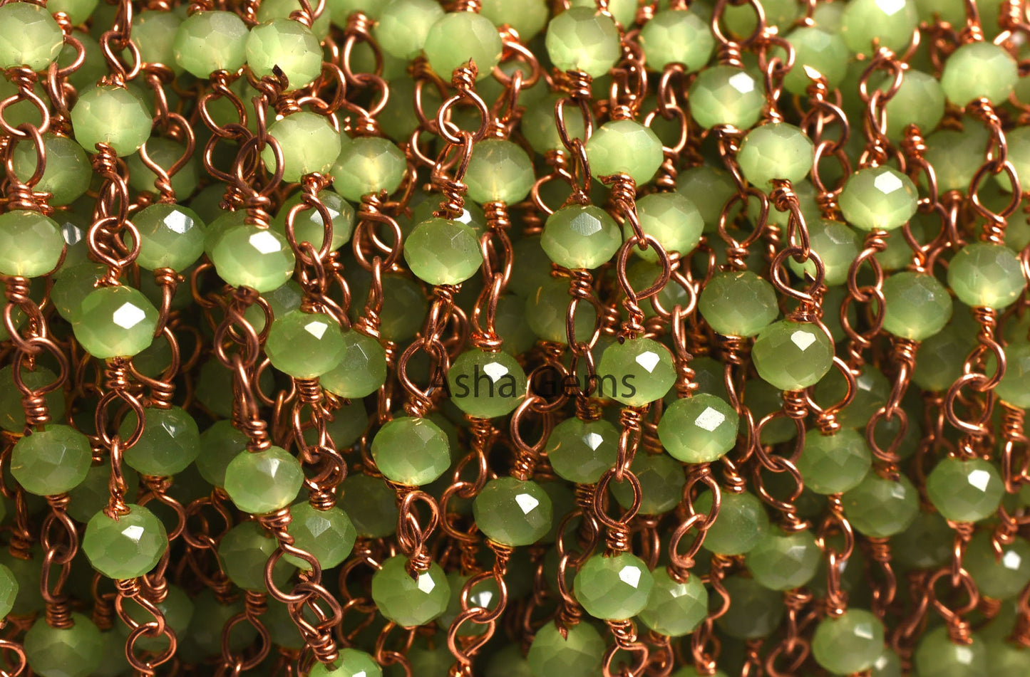 AAA Green Quartz Hydro Faceted Rondelle Beads Rosary Chain By Feet Rose Gold Plated Copper Wire Wrap Beaded handmade Chains Necklace Jewelry
