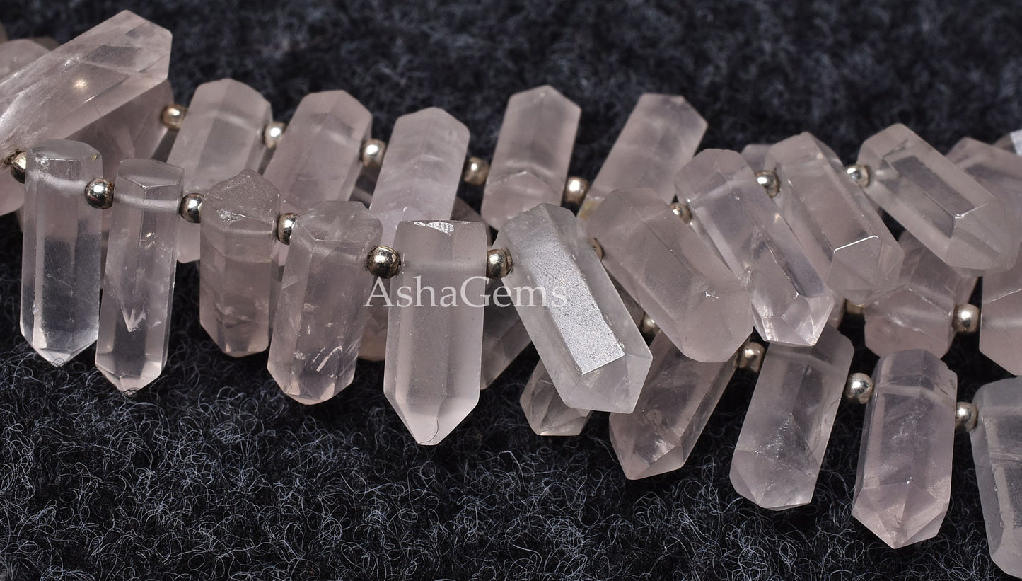 Beautiful Pink Rose Quartz Faceted Bullet Shape Beads,Rose Quartz Fancy Shape Beads, Pink Gemstone Pencil Beads, Jewelry Making Craft, SALE