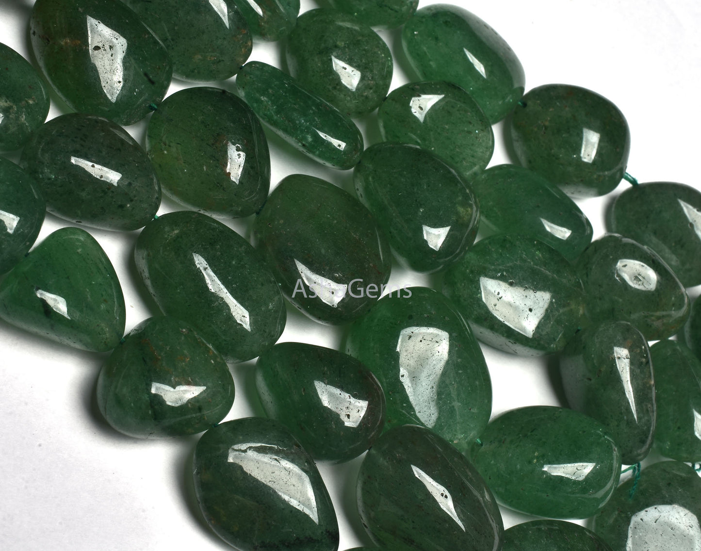 Beautiful Green Strawberry Quartz Smooth Nugget Shape Gemstone Beads 11-20 mm Graduated Necklace, Fine Green Strawberry Handmade Nugget Bead