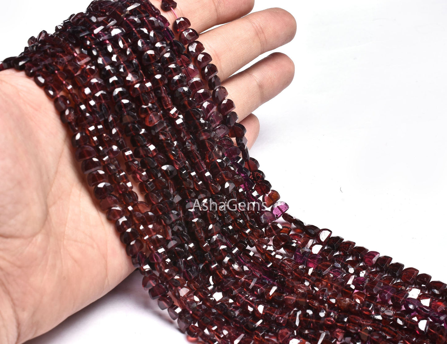 genuine Red Garnet Fancy D Shape Gemstone Beads,13" Strand Natural Garnet Faceted Flat D Shape Beads AAA Garnet Beads For Jewelry Craft Sale