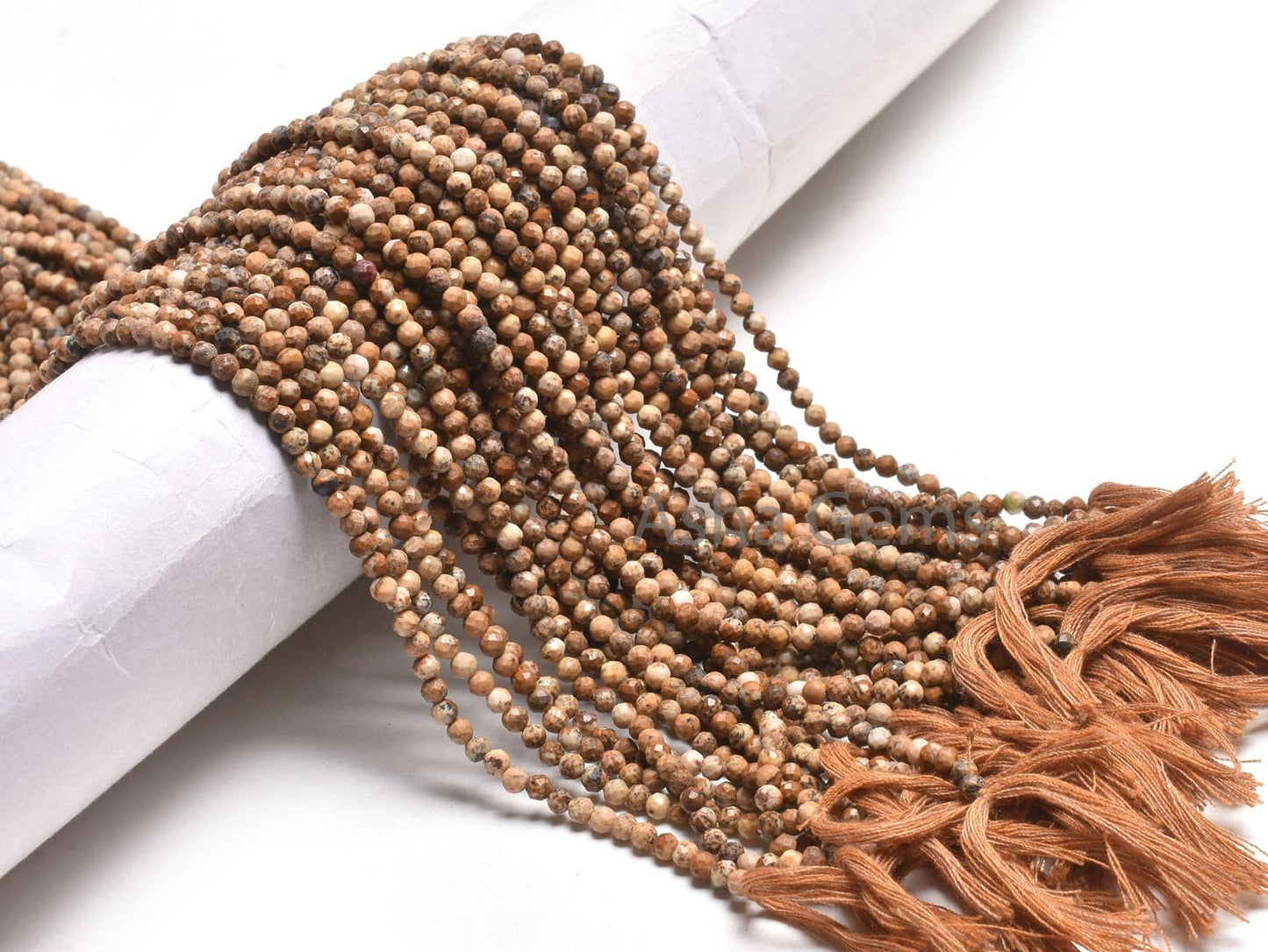 Beautiful Picture Jasper Micro Cut Round Ball Gemstone Beads,3.2 mm Natural Jasper Machine Cut Faceted Roundelle Picture Jasper Bead Jewelry