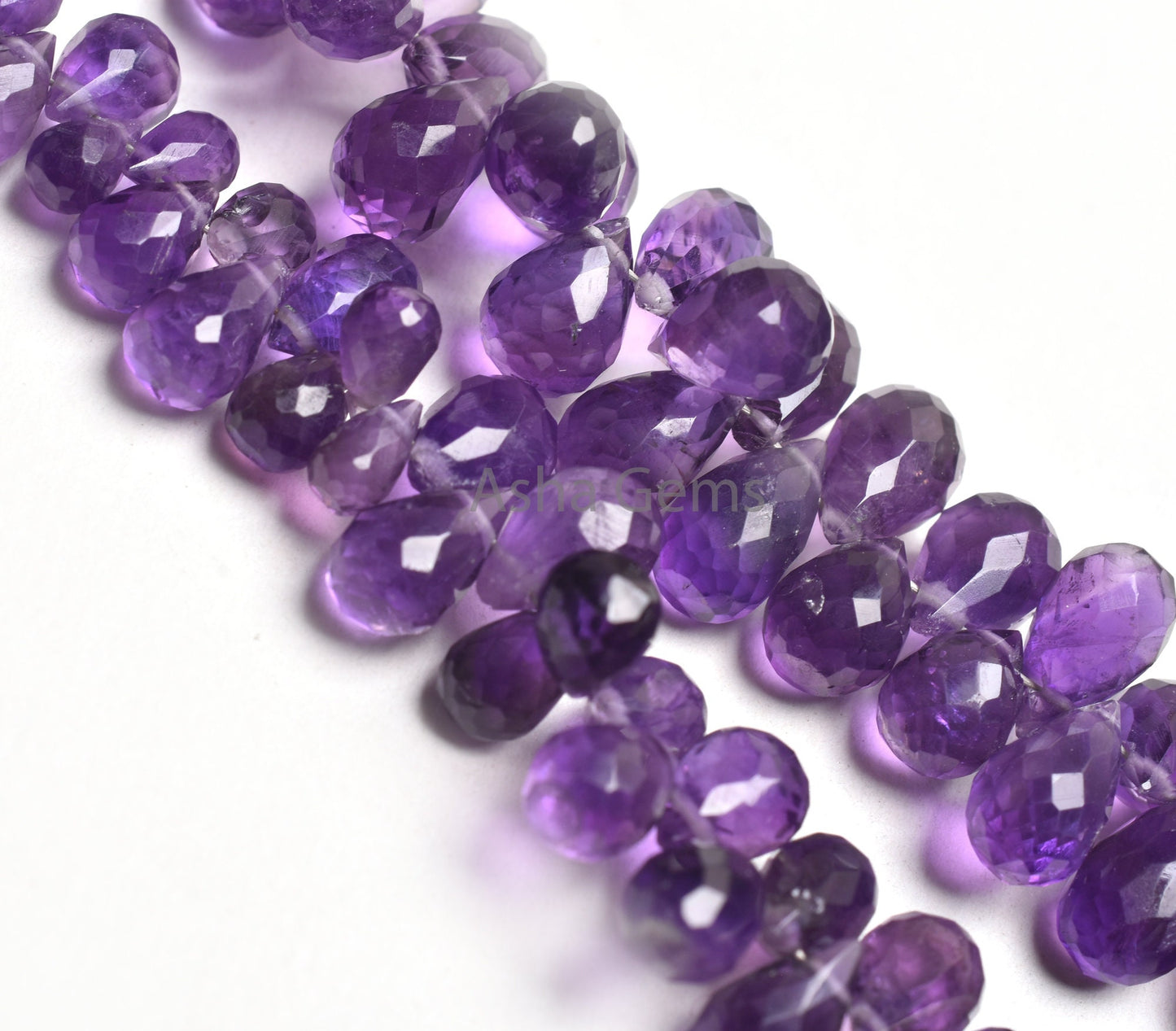 AAA Quality Natural Amethyst Faceted Drop Beads,5x7-6x9 mm Purple Amethyst Machine Cut Teardrop Gemstone Briolette,9" Amethyst Beads Jewelry