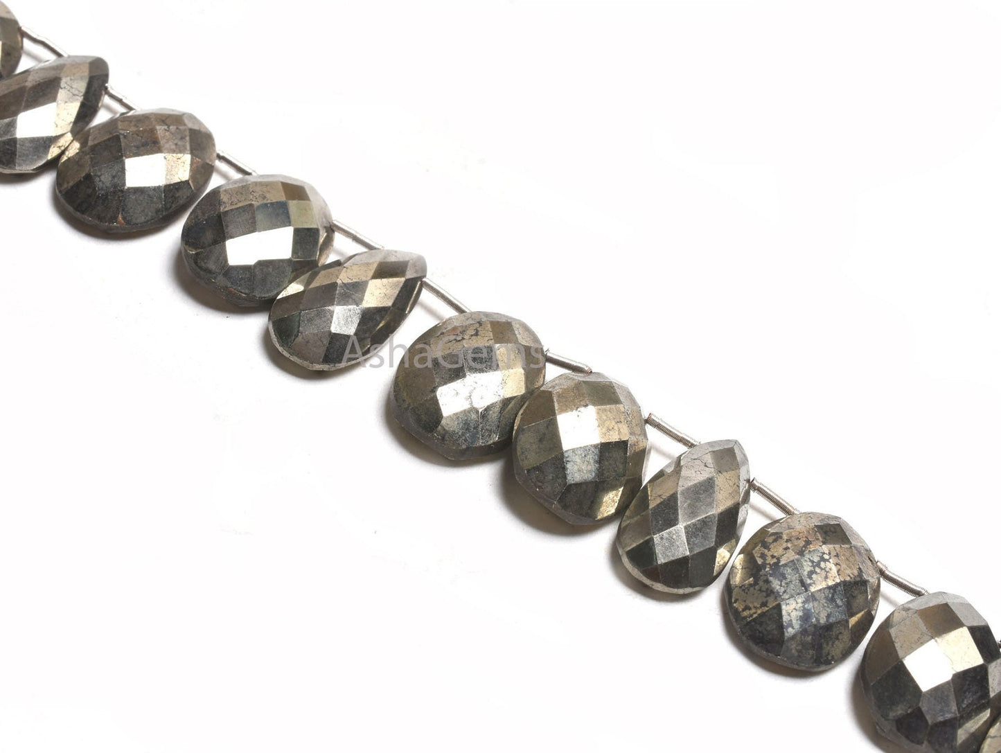 Natural Pyrite Faceted Oval+ Pear Shape Side Drill Beads,10x20-13x18 mm Pyrite Beads, Copper Pyrite Fancy Mix Shape Gemstone Briolette Beads