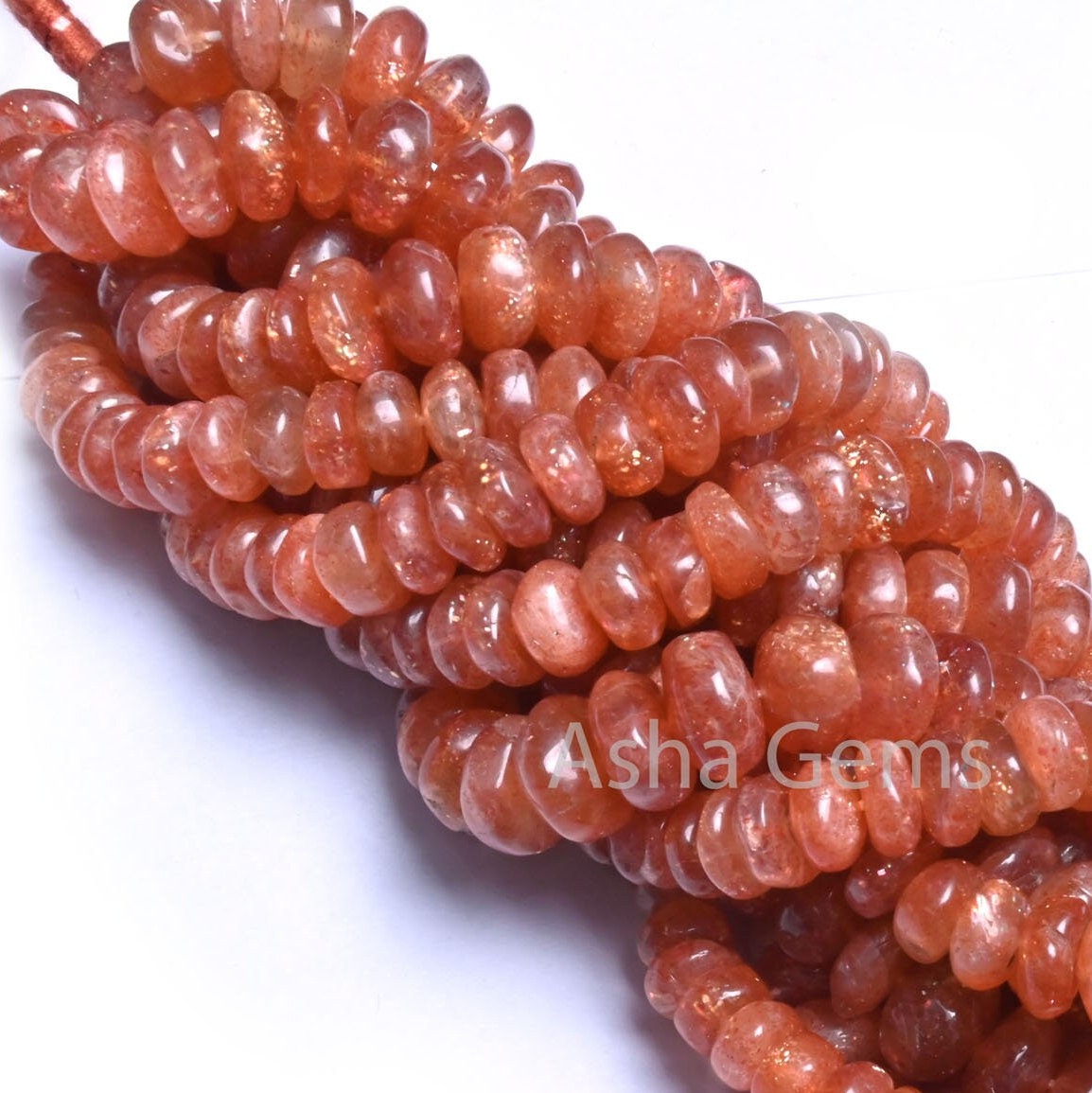 Beautiful Sunstone Smooth Rondelle Shape Beads,16"Natural Red Sunstone Rondelle Plain Gemstone Beads, Sunstone beads Jewelry Necklace Crafts