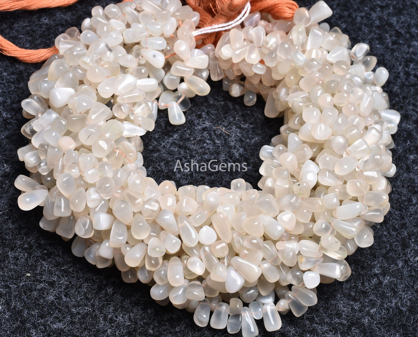 Natural White Moonstone Smooth Uneven Drops Shape Gemstone Beads, Milky White Moonstone Side Drill Drops Handmade Bead, Moonstone Teardrops