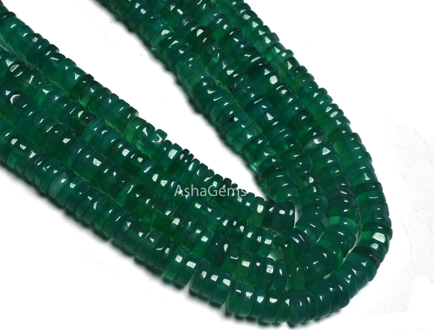 Beautiful Green Onyx Tyre Shape Gemstone Beads, AAA Green Onyx Beads, Onyx Smooth heishi Tyre Beads Green Gemstone Flat Wheel Handmade beads