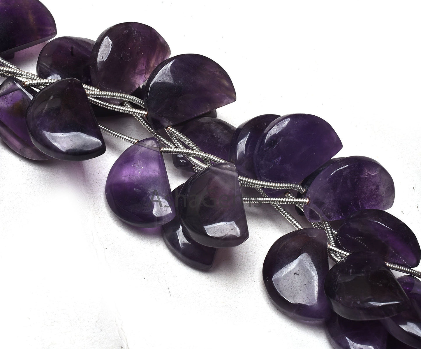Natural Purple Amethyst Smooth Fancy Shape Beads,7"Strand African Amethyst Fancy D Shape Bead Gemstone Amethyst half Moon Beads Jewelry SALE