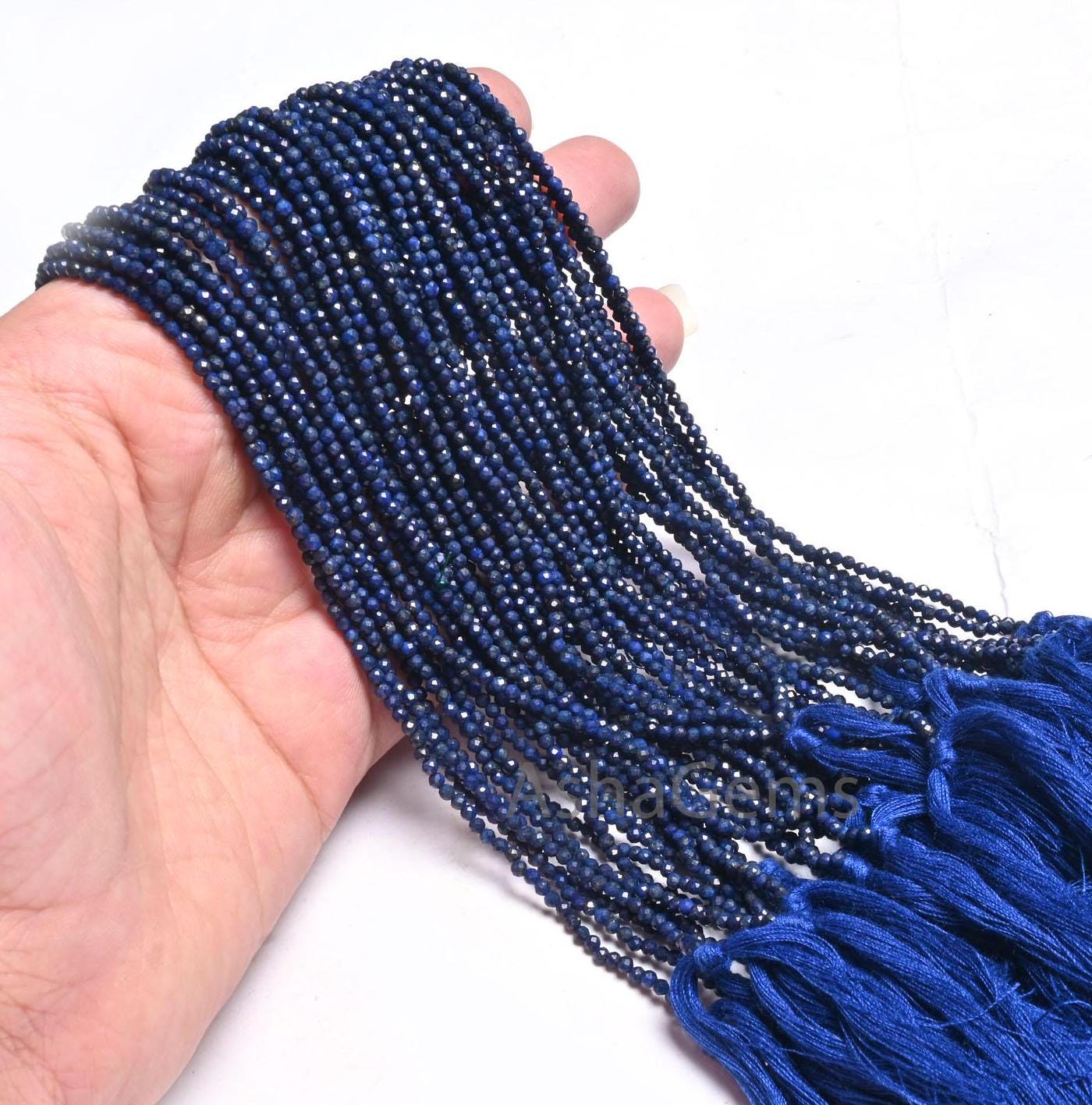 2.2mm Natural Blue Lapis Micro Cut Faceted Rondelle Shape Beads, Fine Quality Lapis Lazuli Machine Cut Gemstone Tiny Bead Jewelry Craft SALE