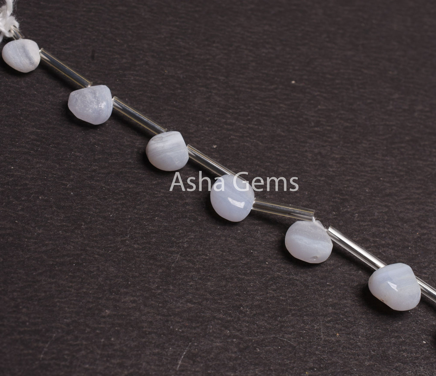 Natural Blue Lace Agate Heart Shape Gemstone Beads,8-10.5 mm Agate Un Polish Mat Finish Preform Heart Beads, Blue Lace Agate Handmade Beads