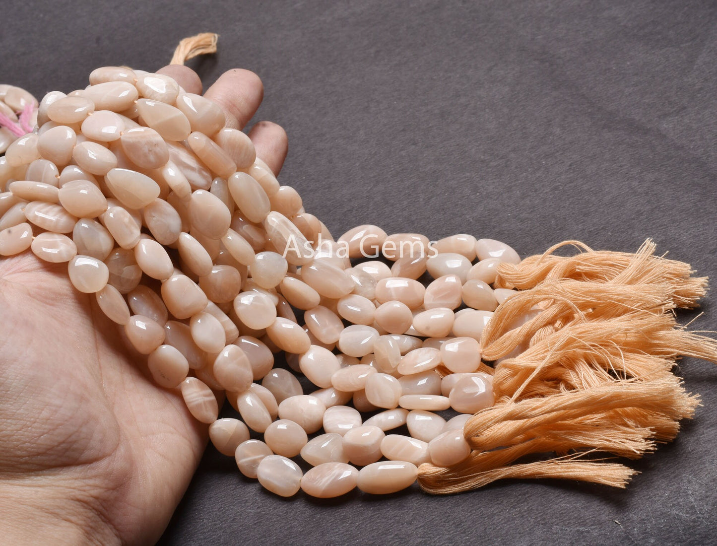 Beautiful Peach Moonstone smooth Nugget Gemstone Beads,13"Strand Pink Moonstone Plain Handmade Straight Drill Tumble Bead Jewelry Craft SALE (AG 22243)