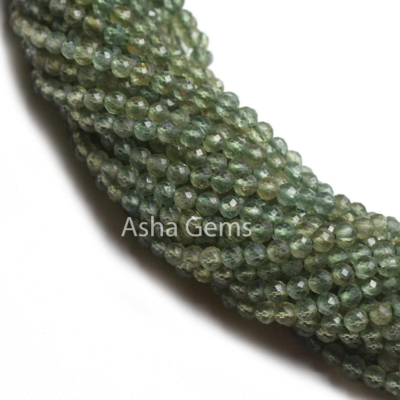 2.50 mm Natural Green Apatite Micro Cut Gemstone Beads, Fine Quality Green Apatite Beads, Apatite Machine Cut Faceted Rondelle Beads Jewelry