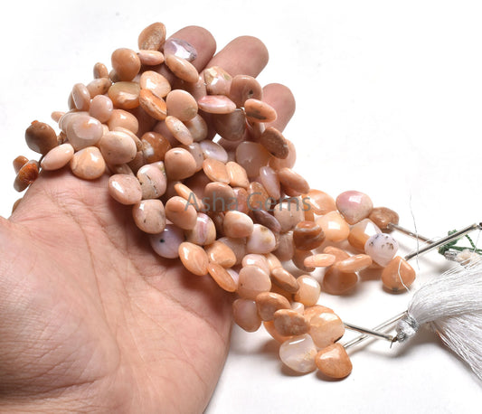 Natural Pink Opal Smooth Heart Gemstone Loose Beads, Pink Opal Beads, Shaded Pink Opal Plain Handmade Heart Shape Beads Jewelry Crafts SALE