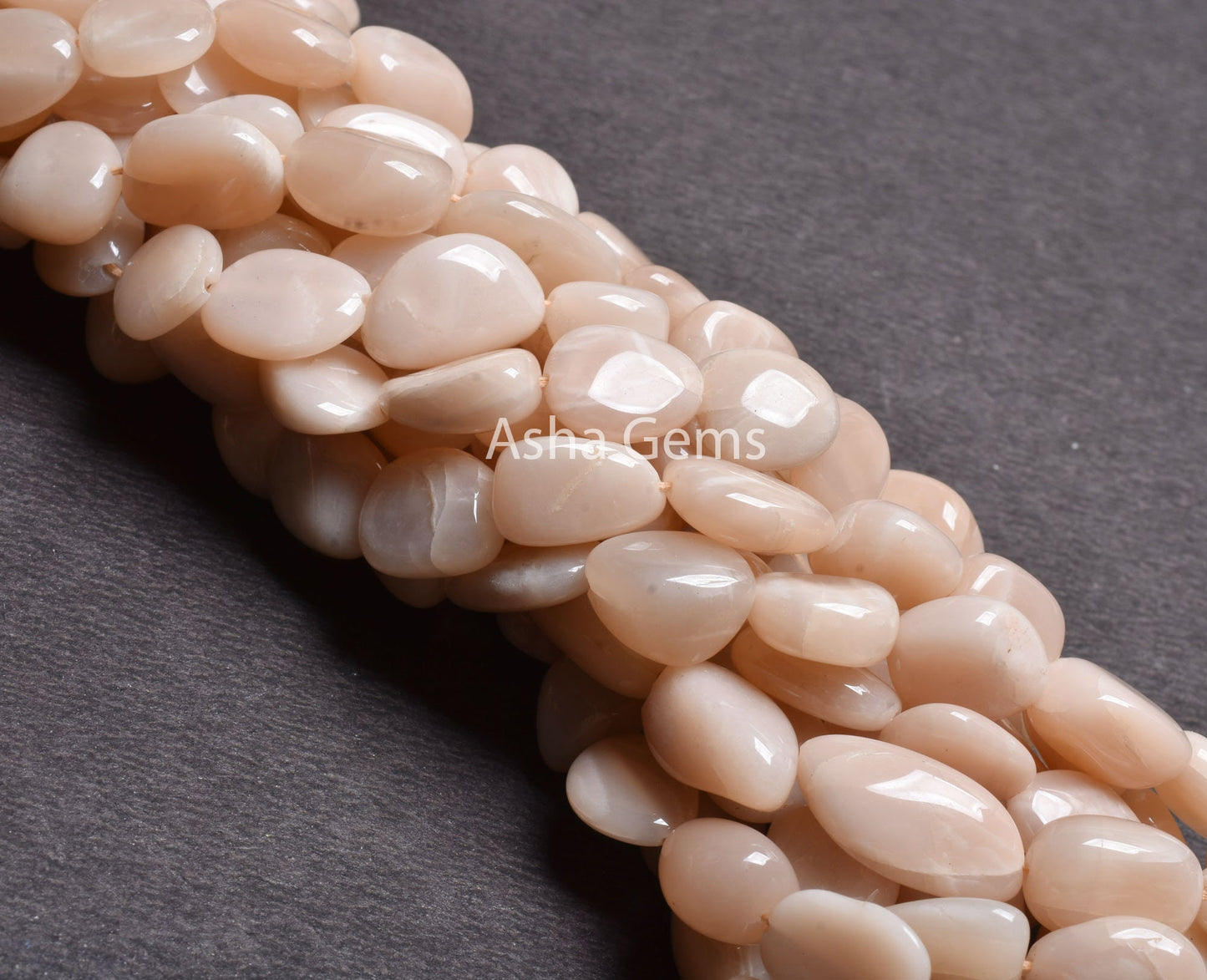 Beautiful Peach Moonstone smooth Nugget Gemstone Beads,13"Strand Pink Moonstone Plain Handmade Straight Drill Tumble Bead Jewelry Craft SALE (AG 22243)