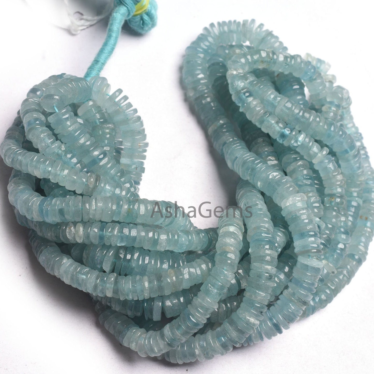 Beautiful Blue Aquamarine Tyre Shape Gemstone Beads, Natural aquamarine Beads, Aquamarine Smooth heishi Tyre Beads Handmade Wheel Beads SALE