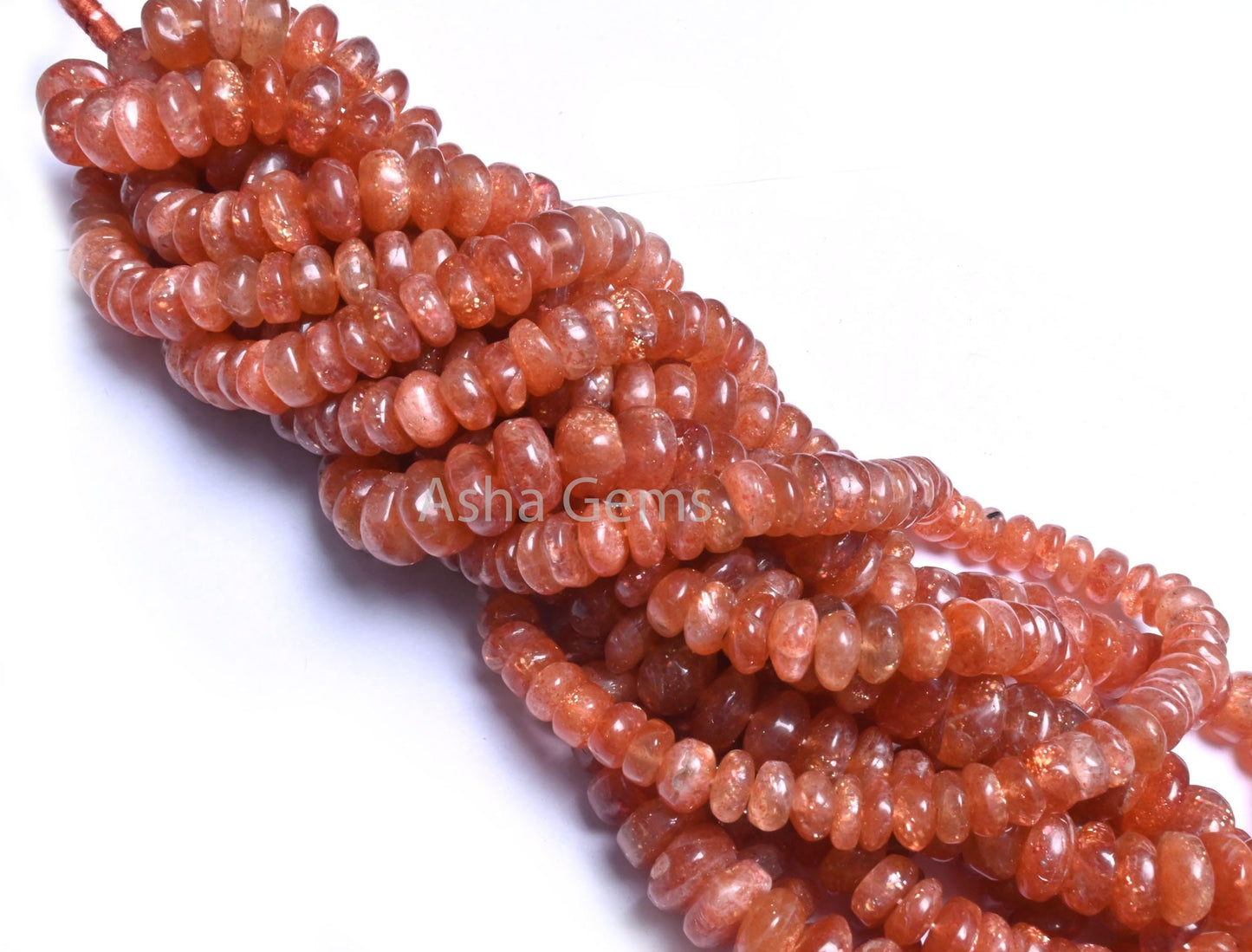 Beautiful Sunstone Smooth Rondelle Shape Beads,16"Natural Red Sunstone Rondelle Plain Gemstone Beads, Sunstone beads Jewelry Necklace Crafts